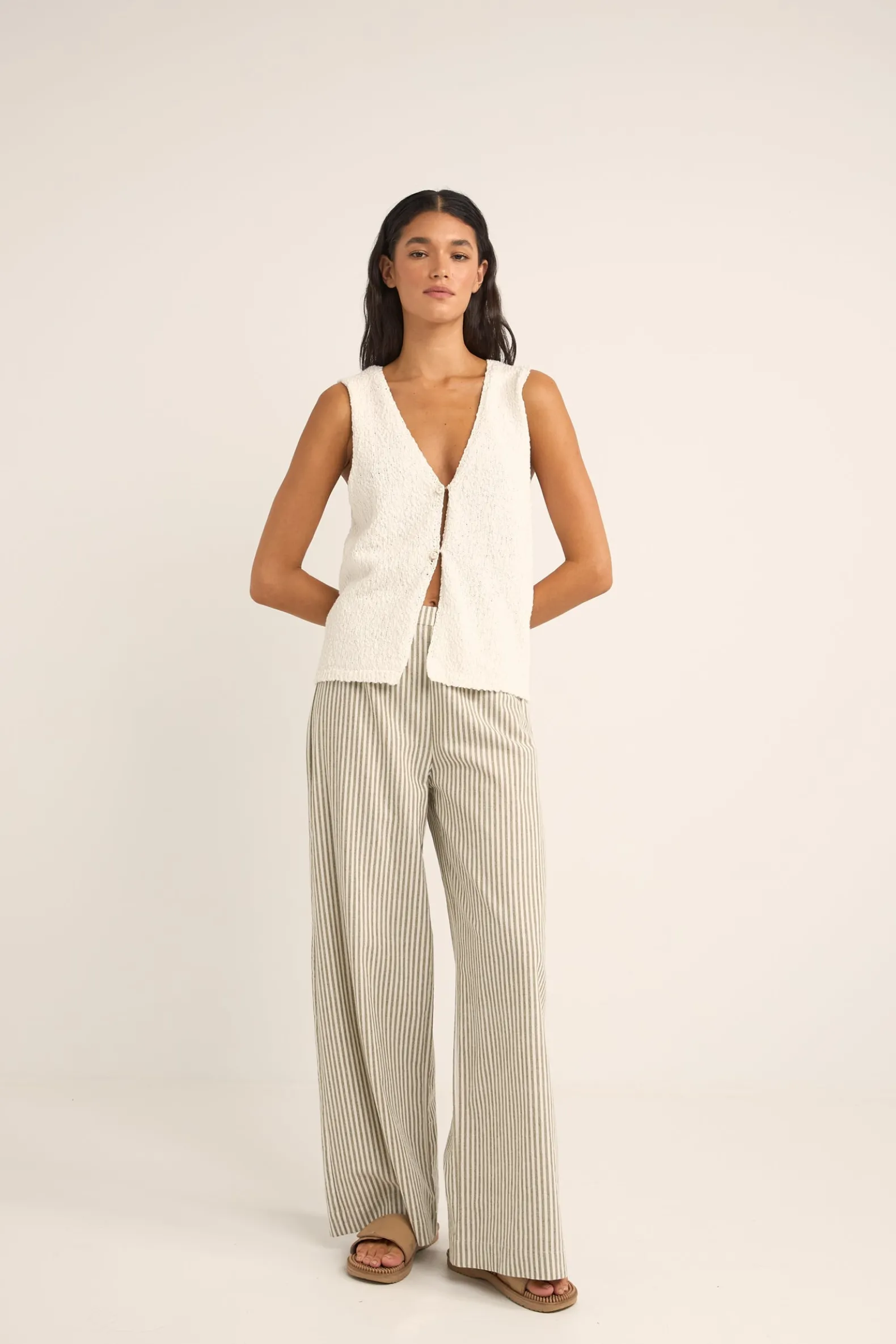 Adele Longline Knit Vest White