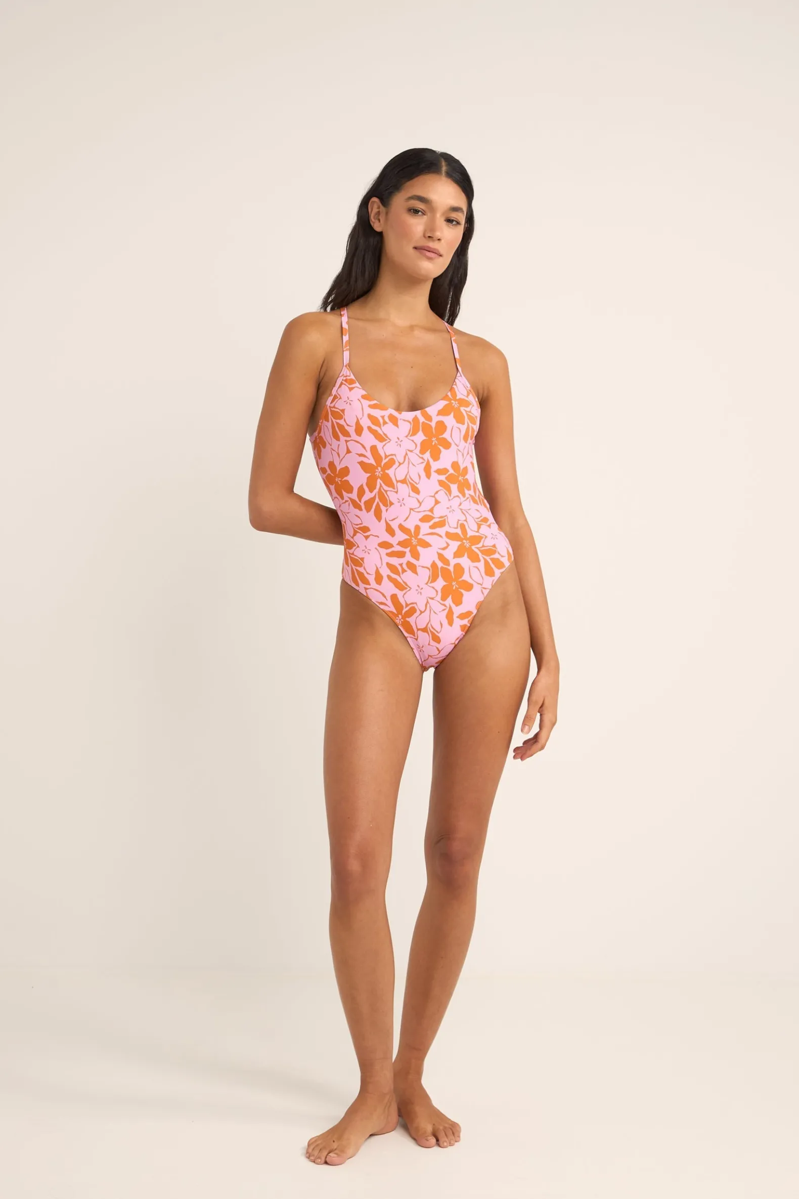 Bora Bora Floral Cross Back One Piece Pink