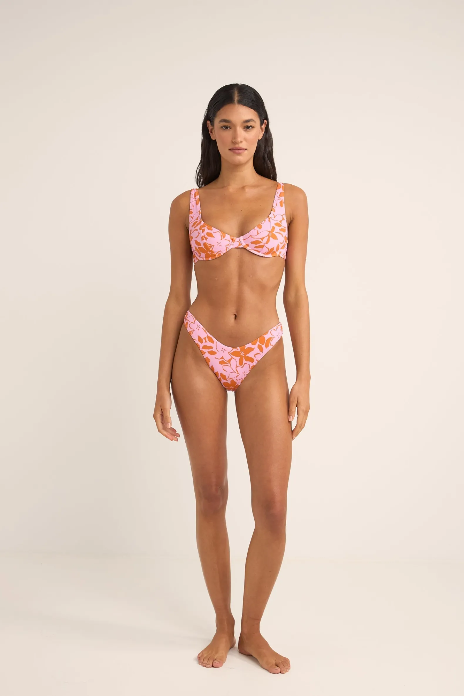 Bora Bora Floral Hi Cut Pant Pink