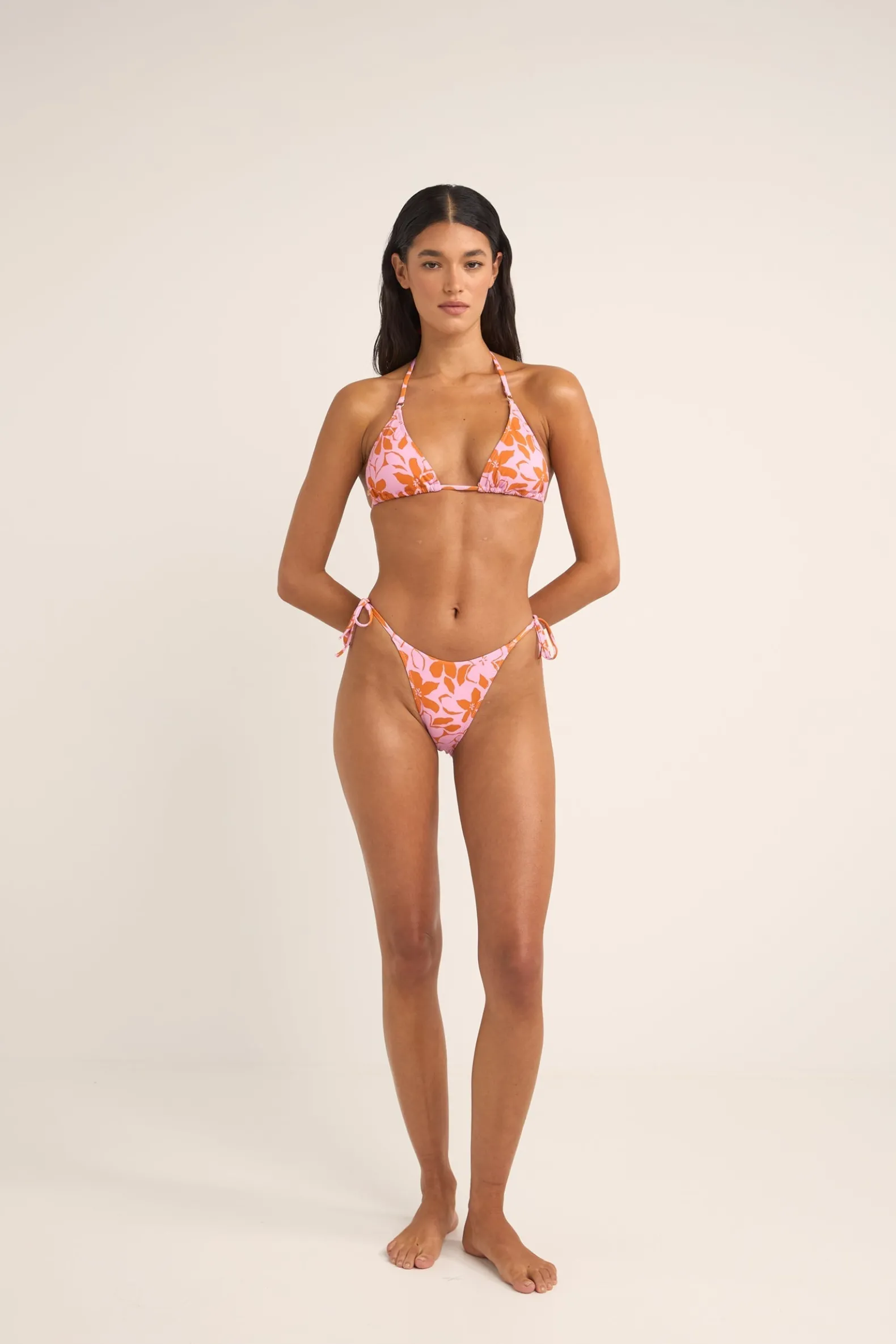 Bora Bora Floral Tie Side Hi Cut Pant Pink