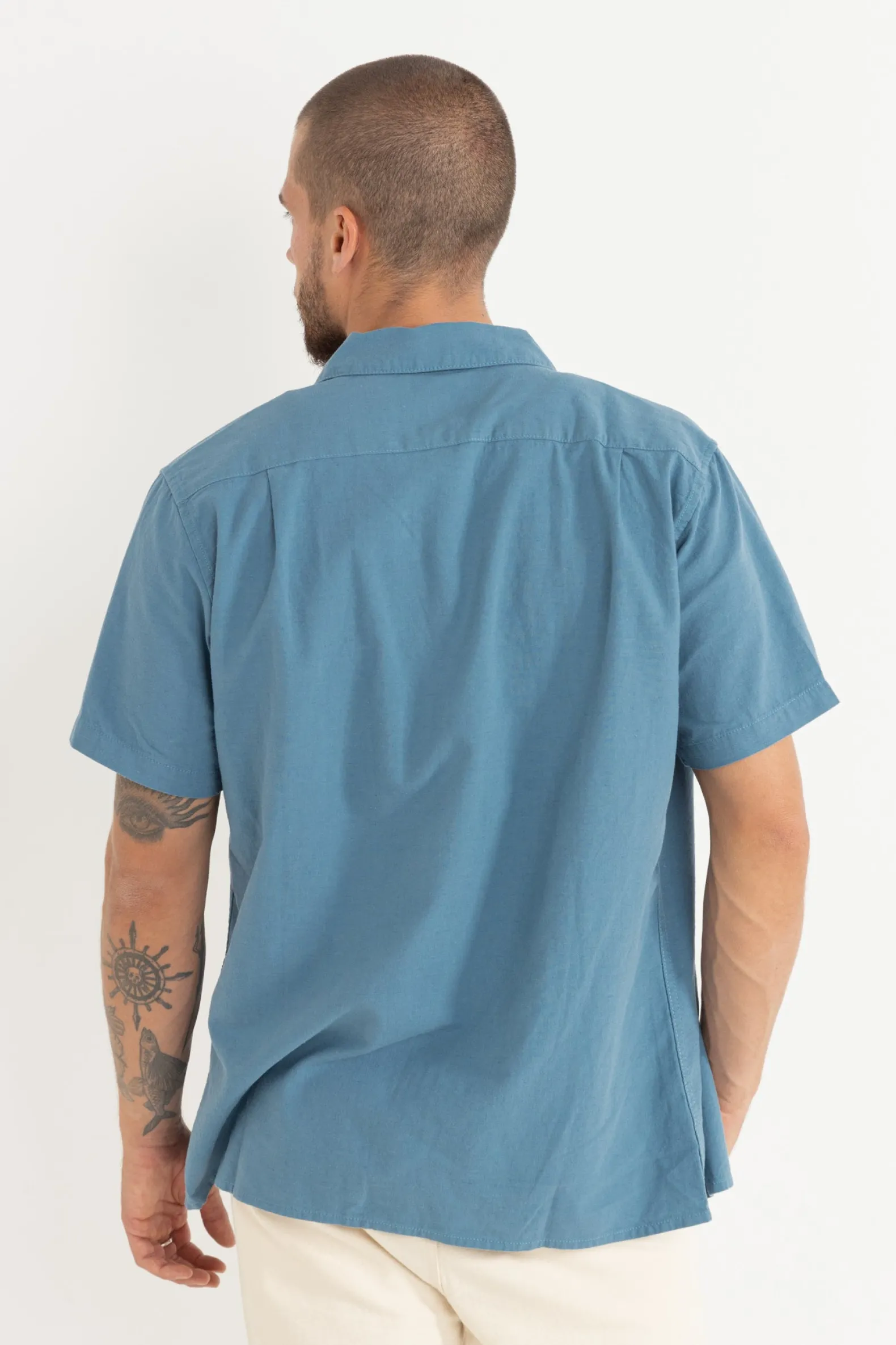 Classic Linen Ss Shirt Mineral Blue
