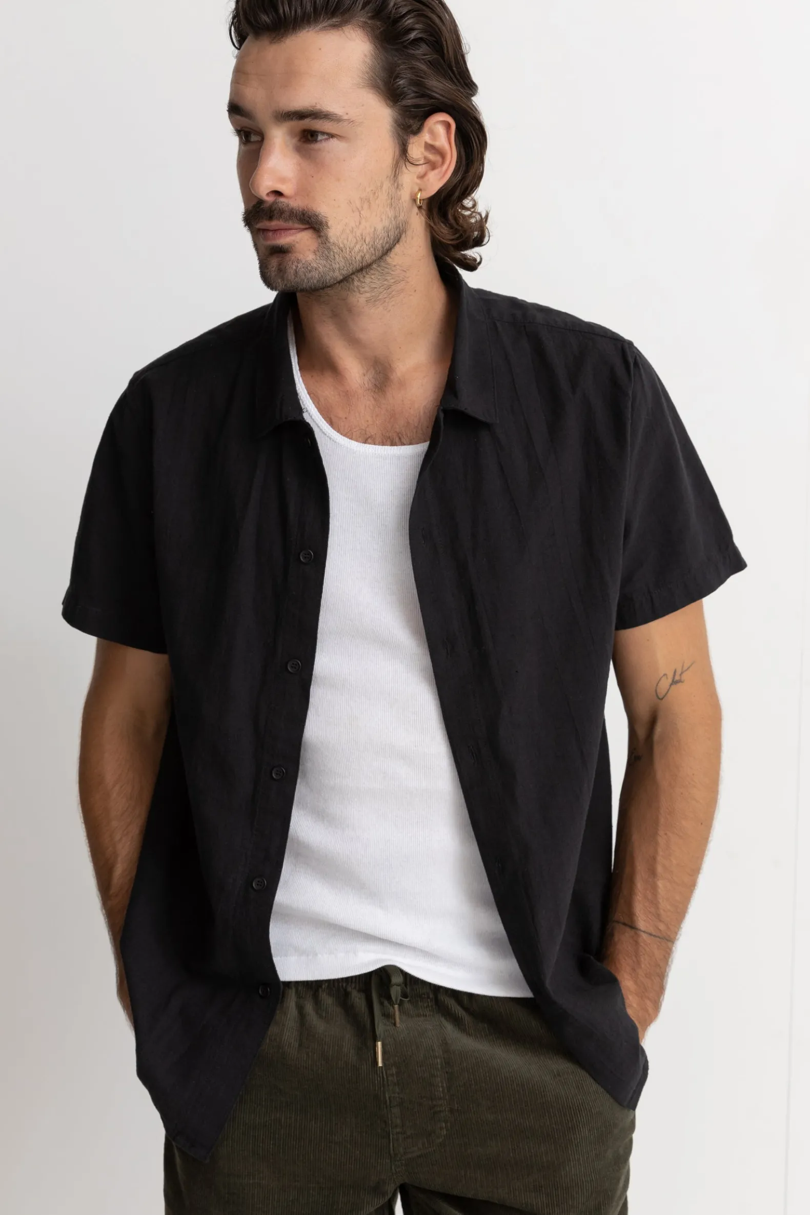 Classic Linen Ss Shirt Vintage Black
