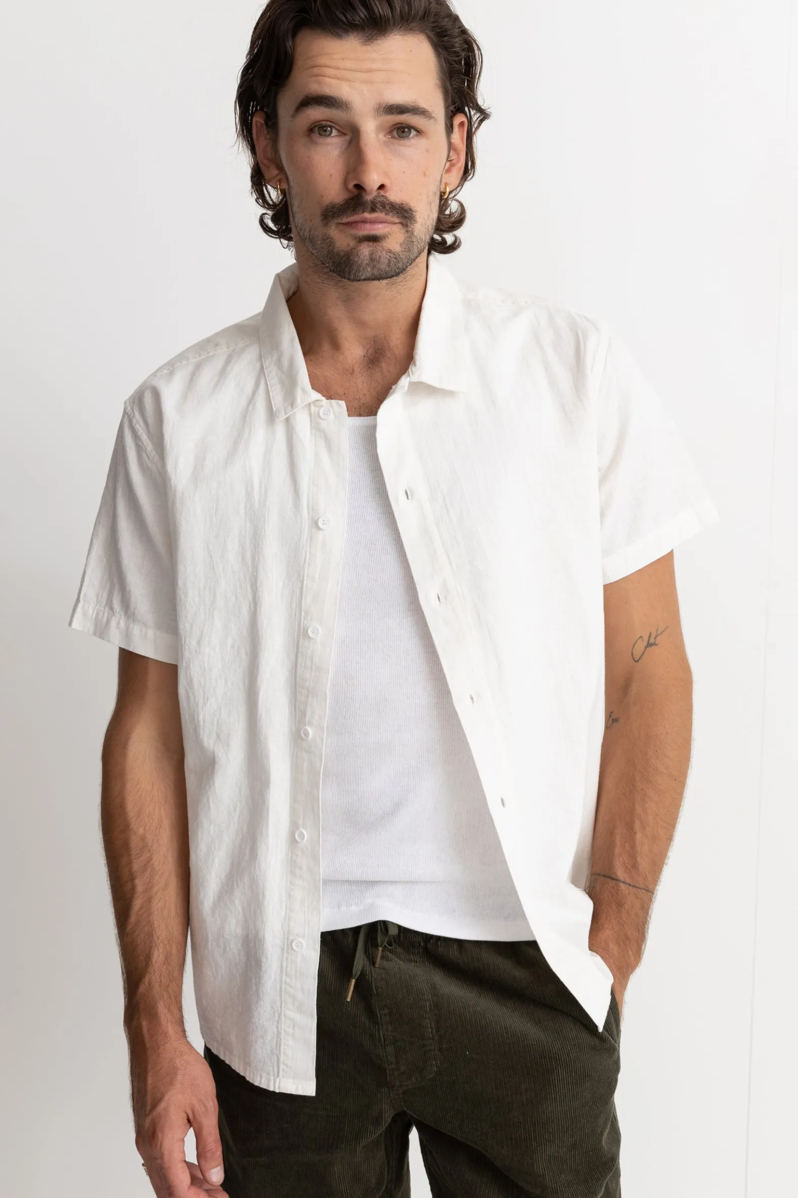 Classic Linen Ss Shirt White