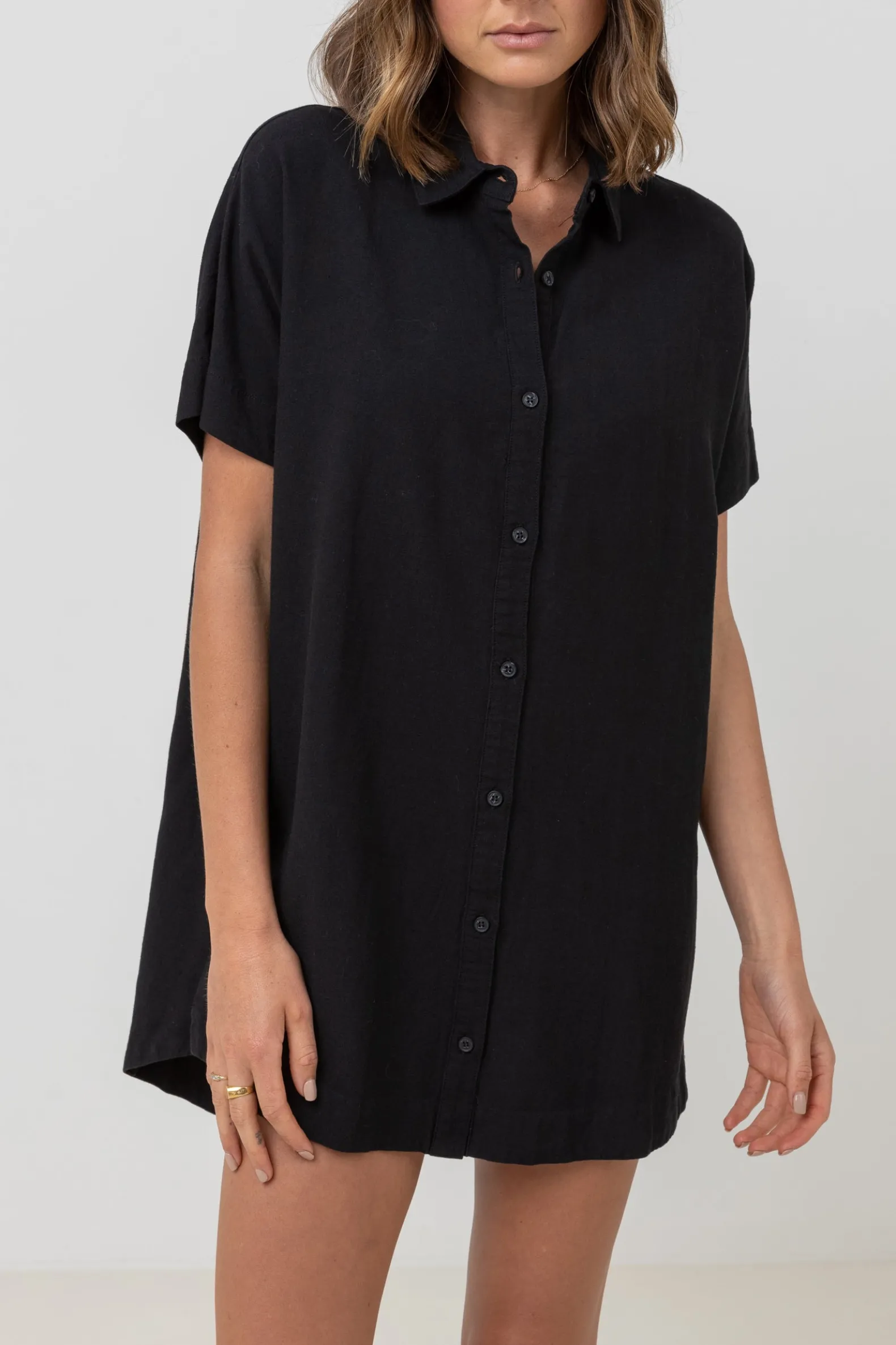 Classic Shirt Dress Black