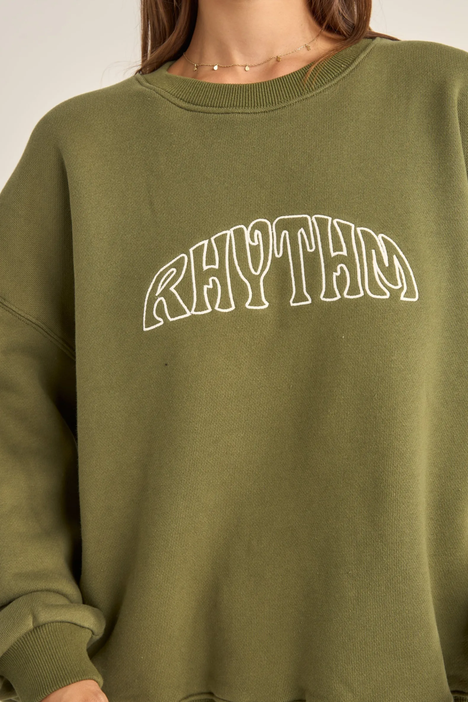 College Crew Neck Fleece Olive