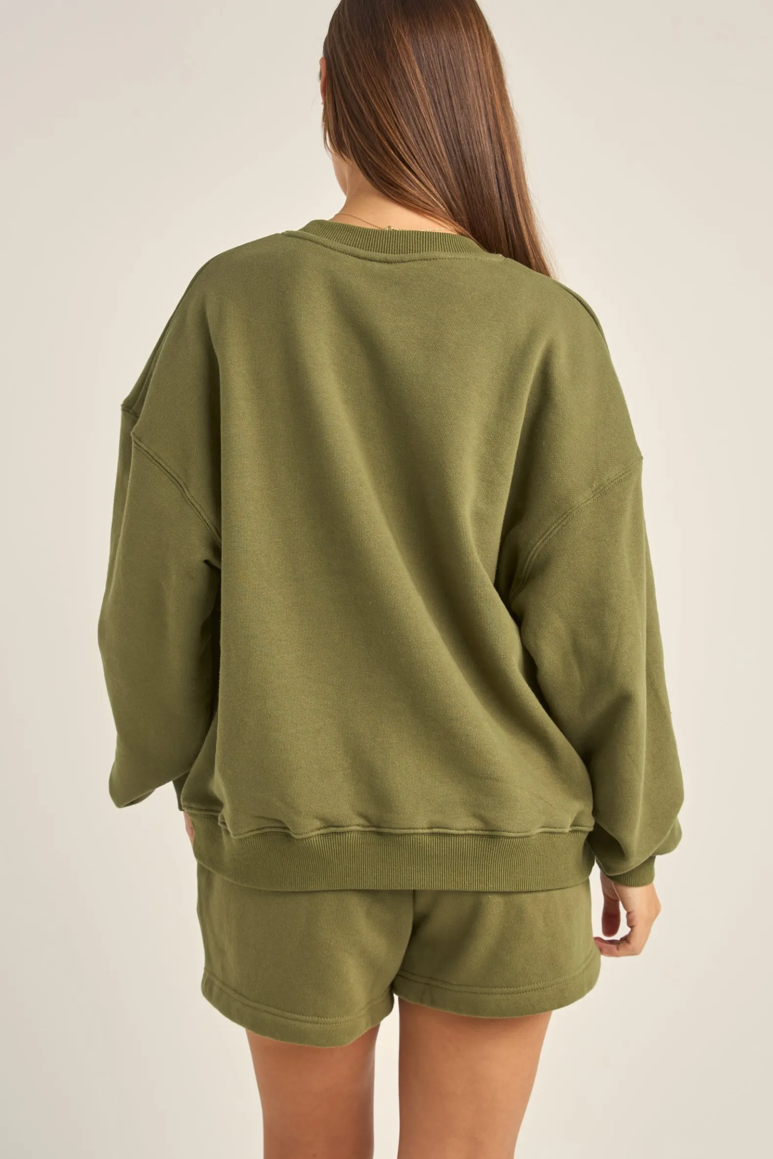 College Crew Neck Fleece Olive