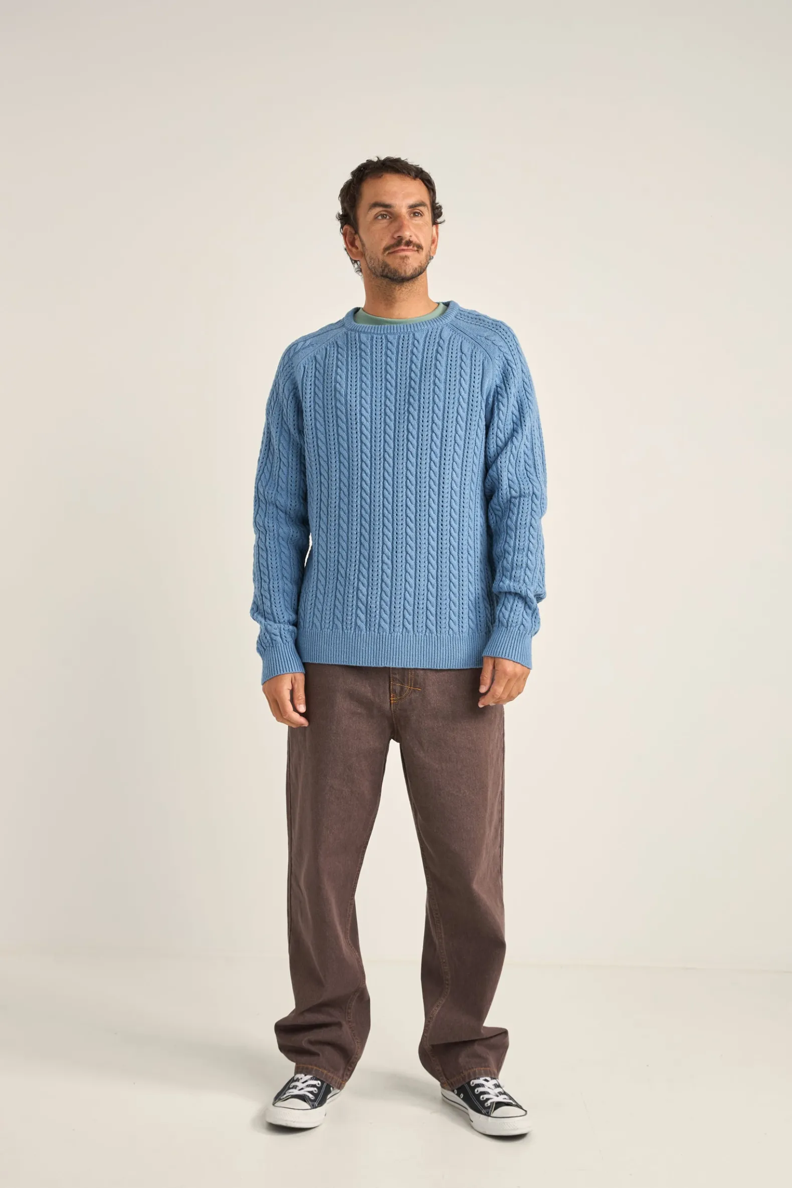 Doheny Pointelle Crew Knit Slate