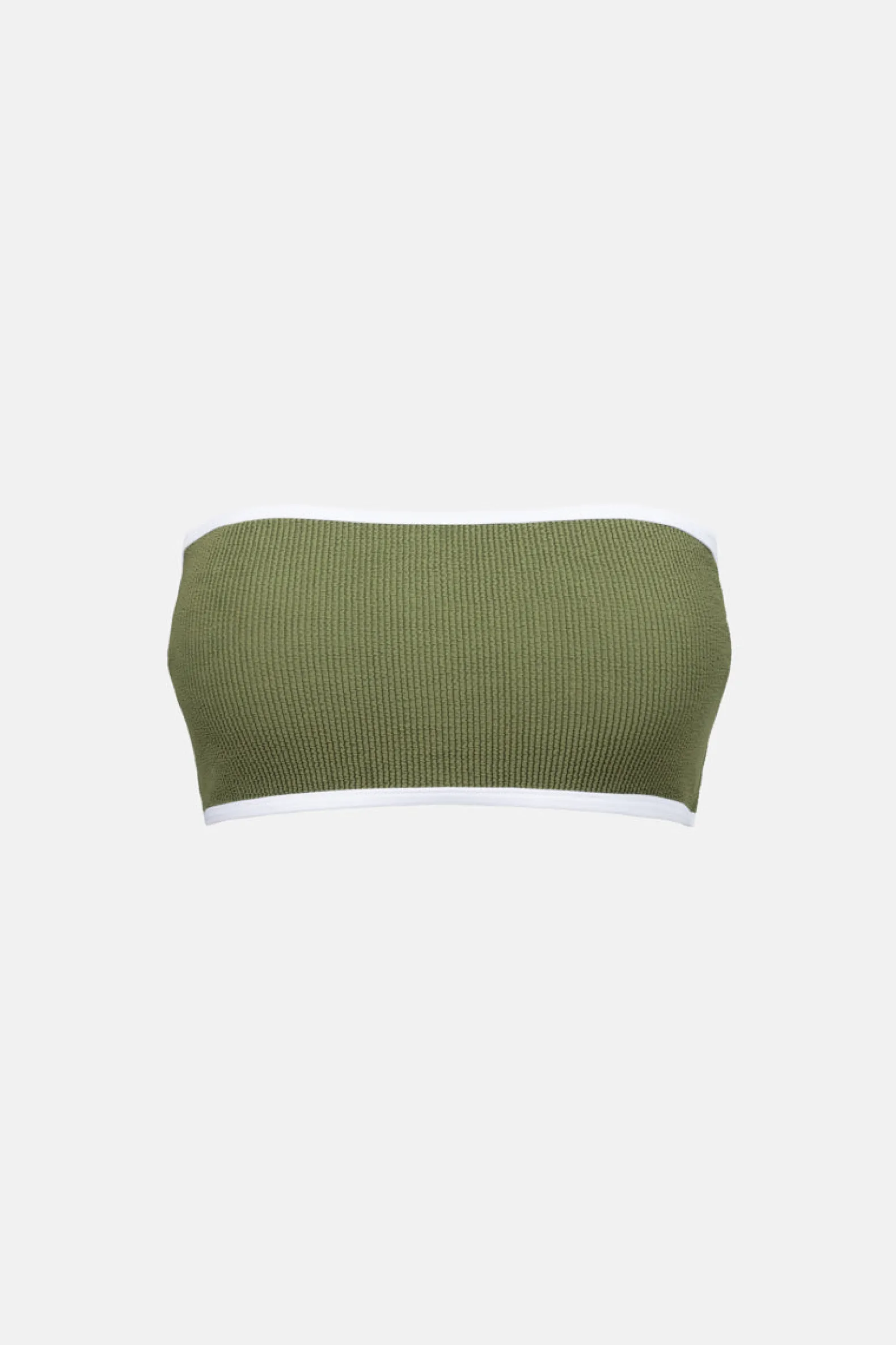 Essential Rib Contrast Bandeau Top Olive