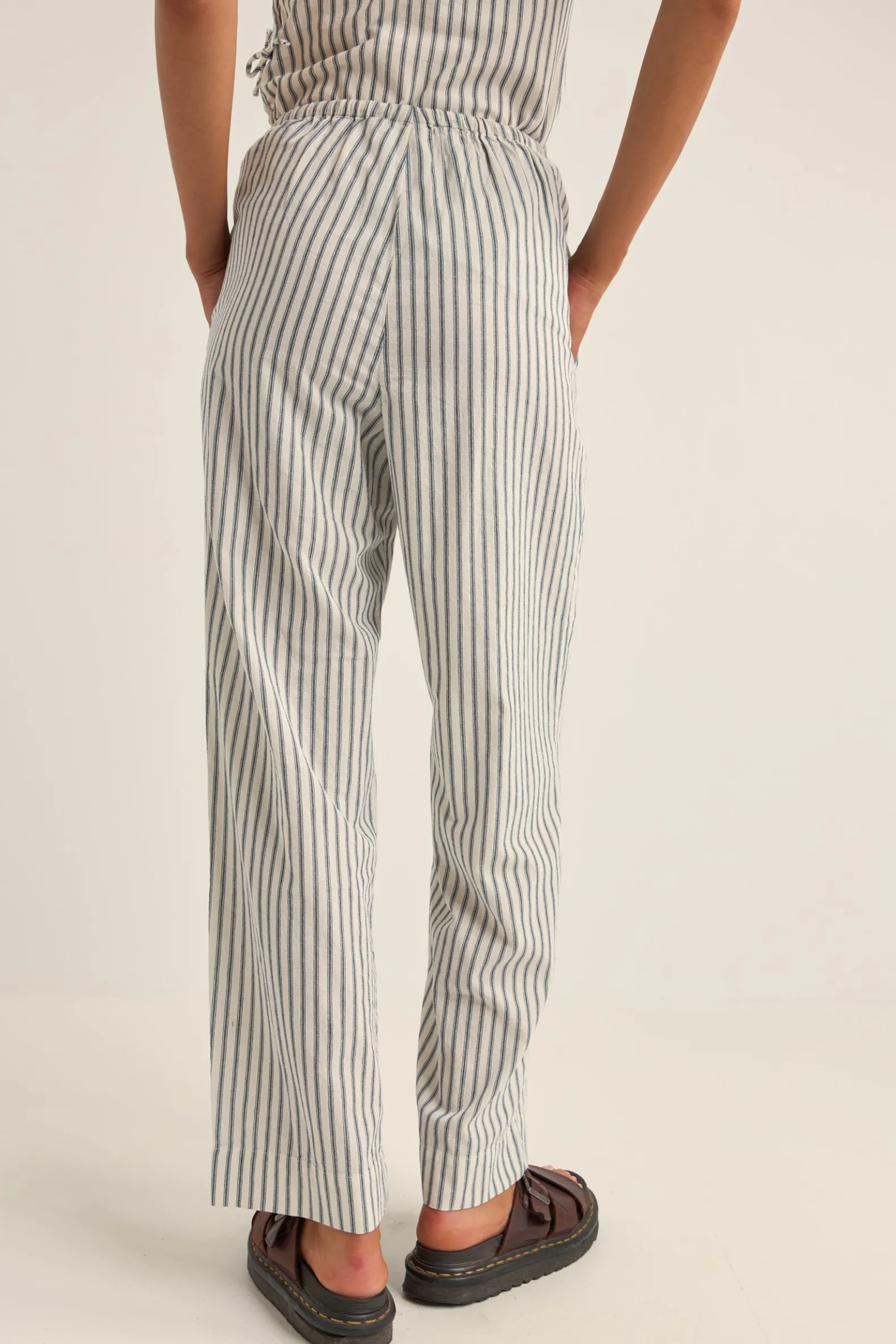 Frankie Elastic Pant Navy Stripe