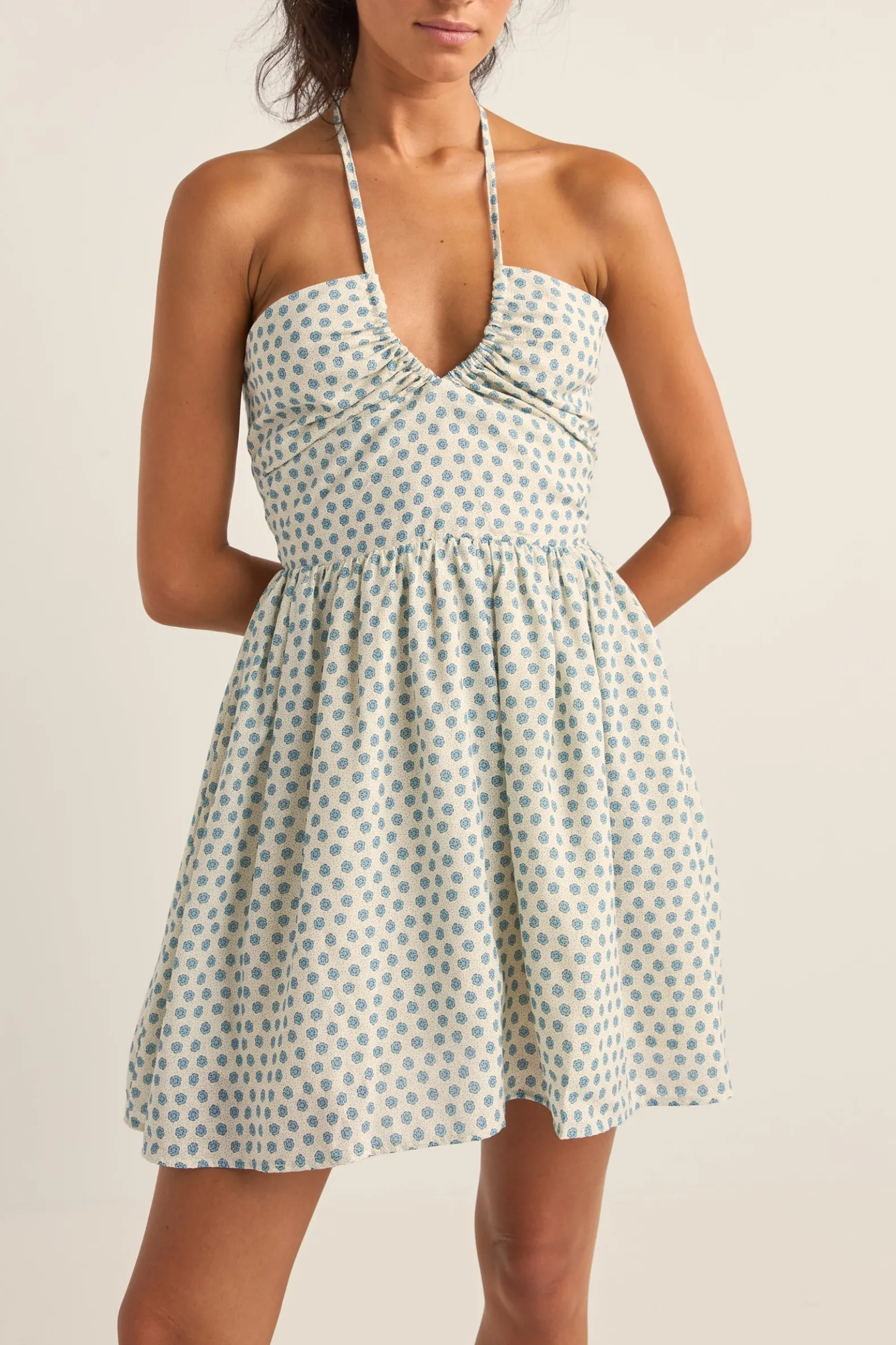 Harper Halter Mini Dress Blue Floral