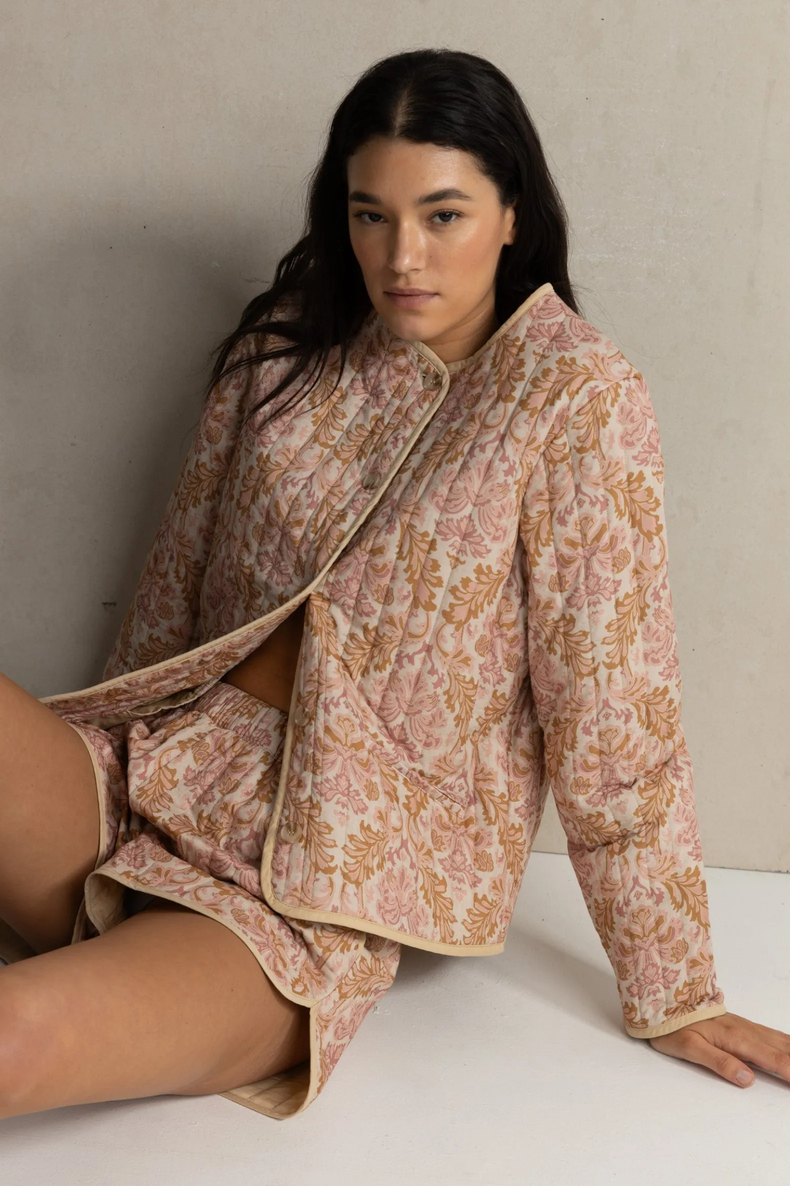 Jane Paisley Quilted Jacket Rose