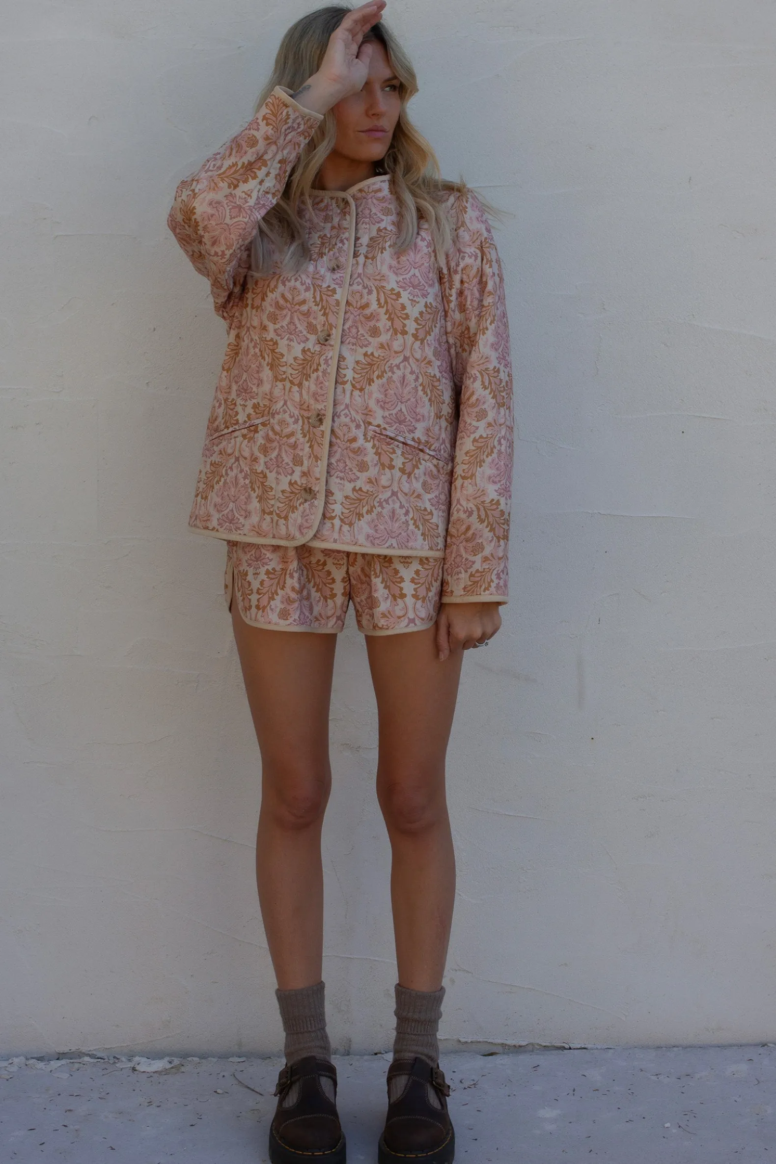 Jane Paisley Quilted Jacket Rose