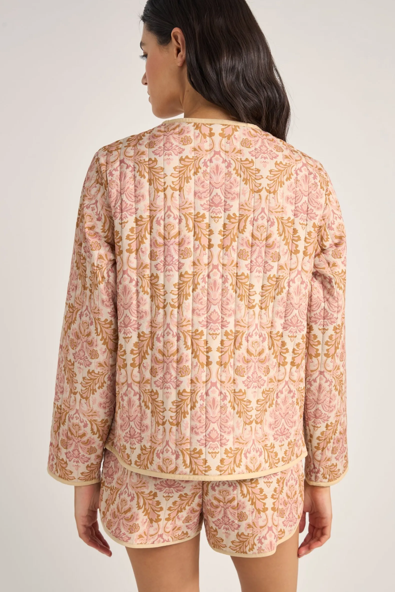 Jane Paisley Quilted Jacket Rose