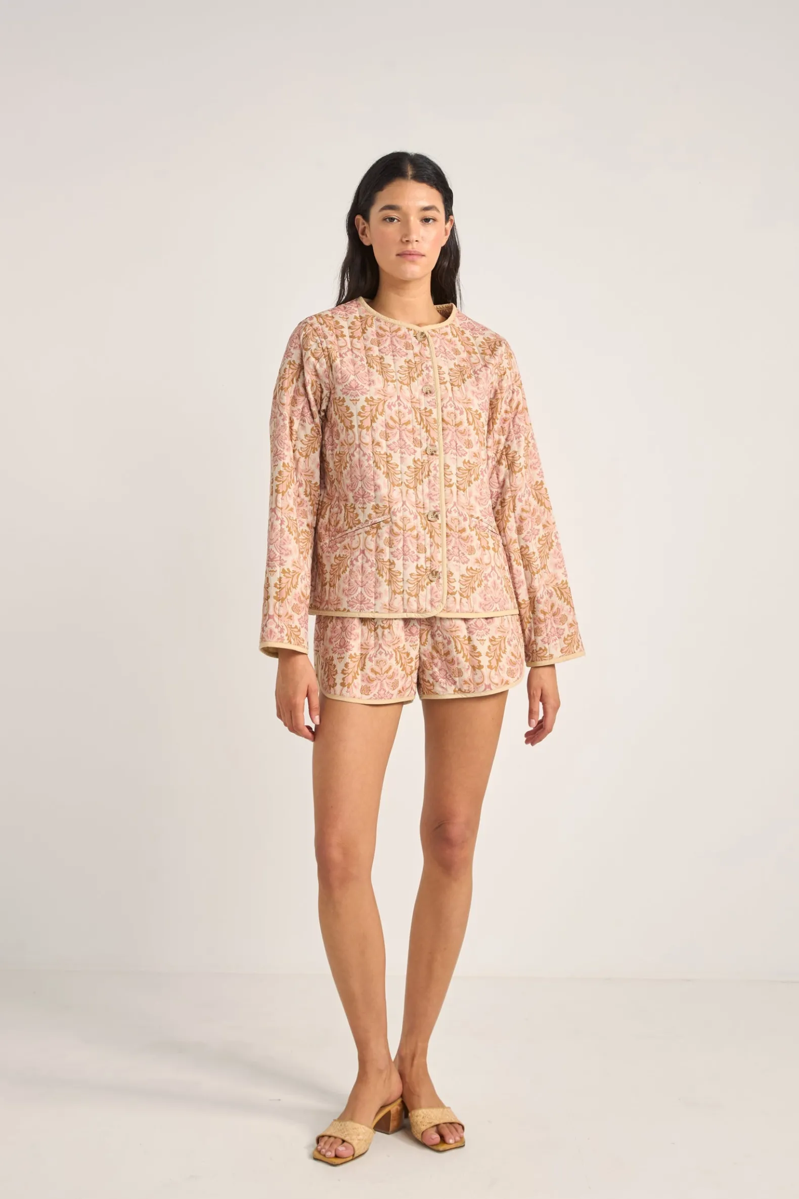 Jane Paisley Quilted Jacket Rose