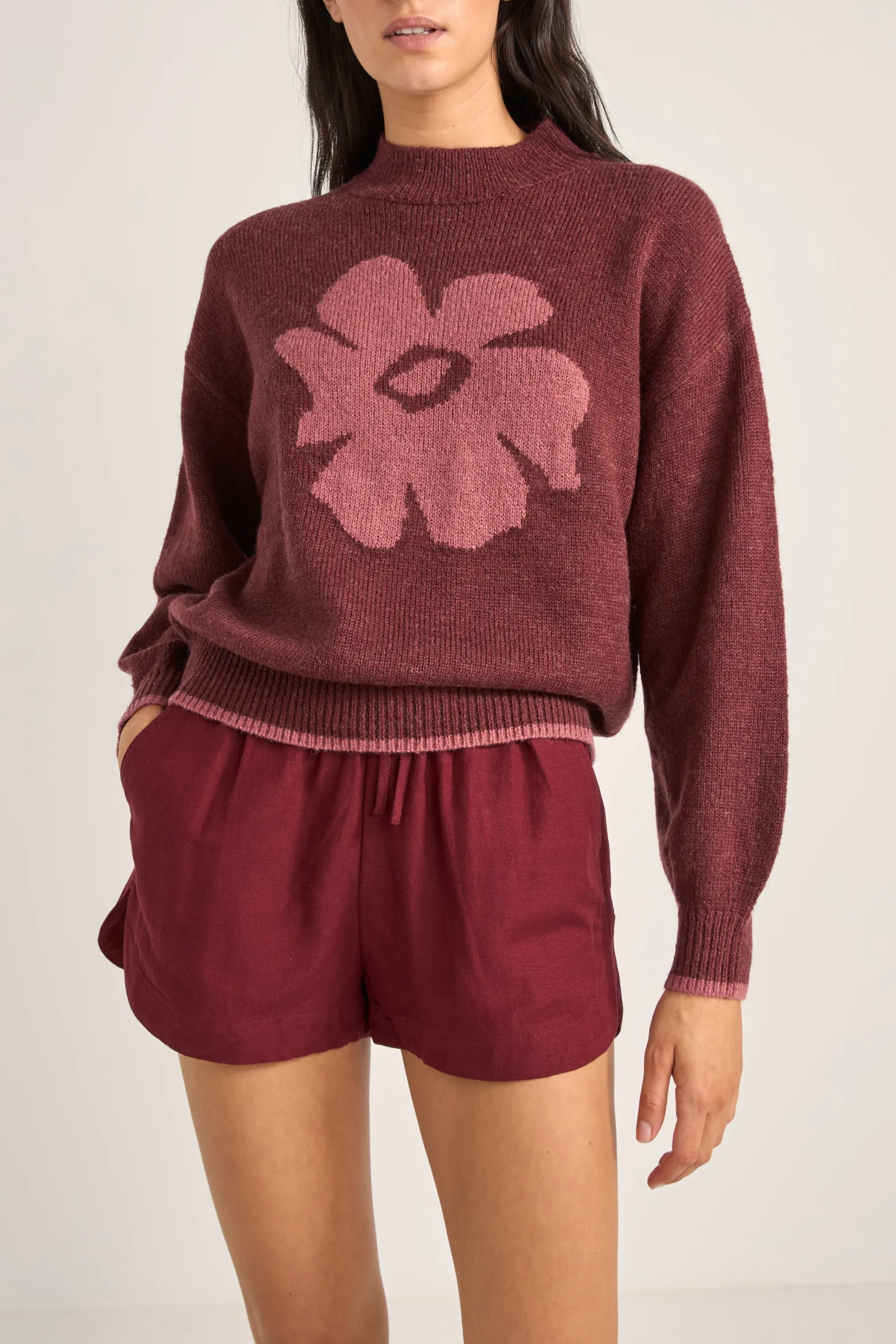 Juliet Floral Jumper Burgundy