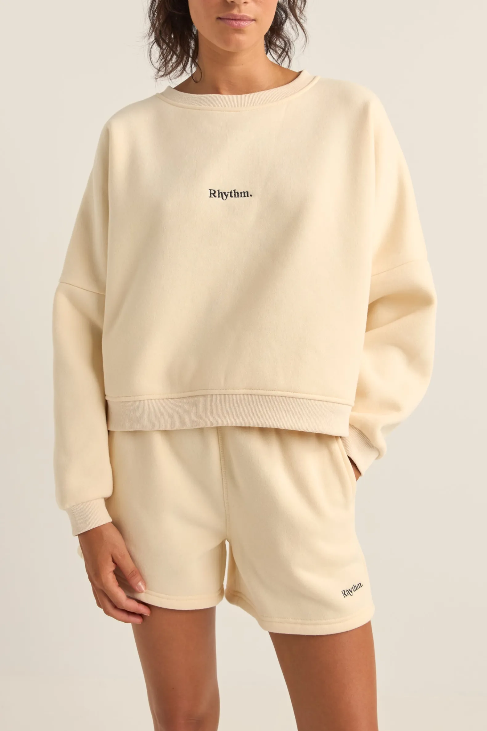 Logo Crew Neck Fleece Oatmeal