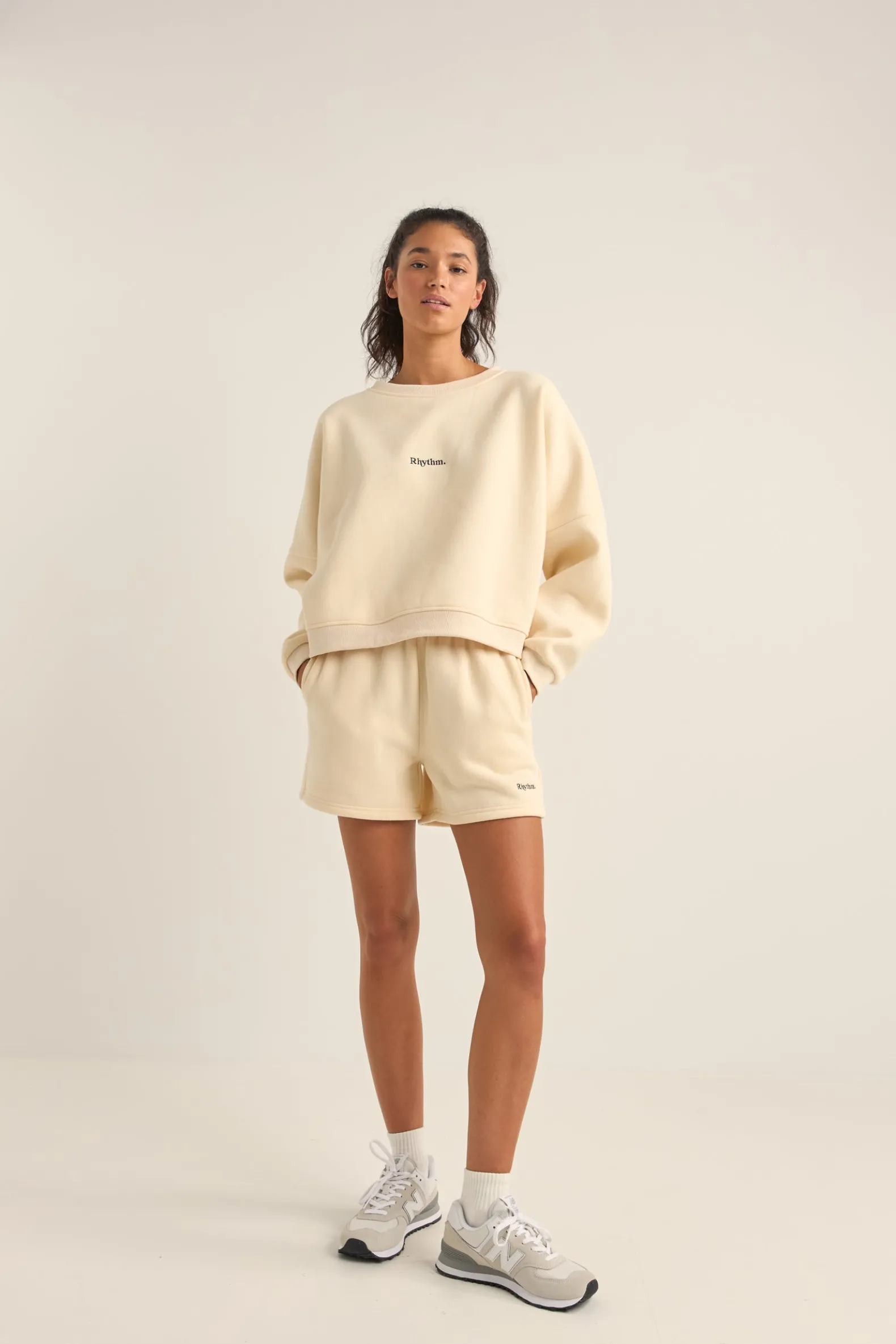 Logo Crew Neck Fleece Oatmeal