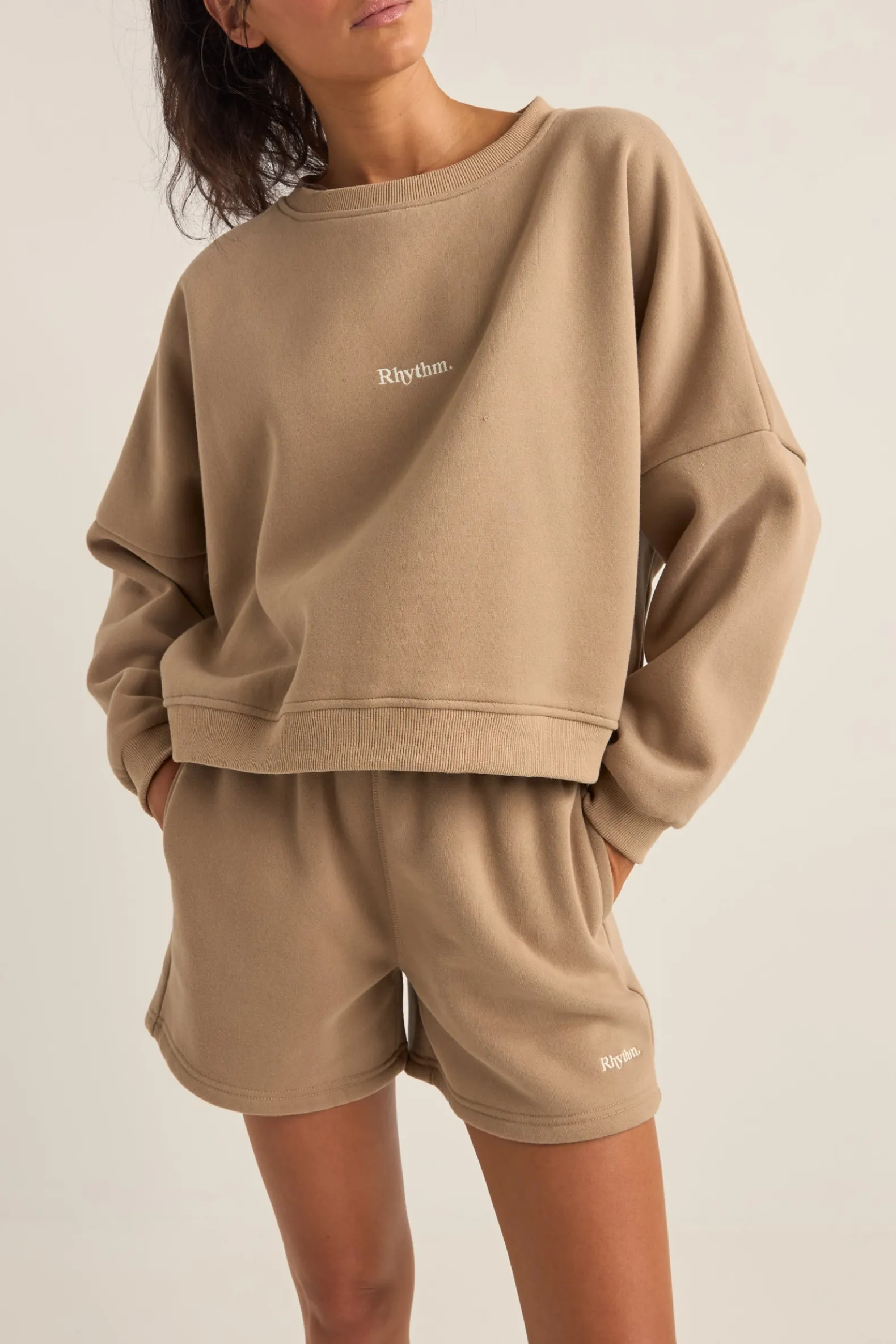 Logo Crew Neck Fleece Taupe