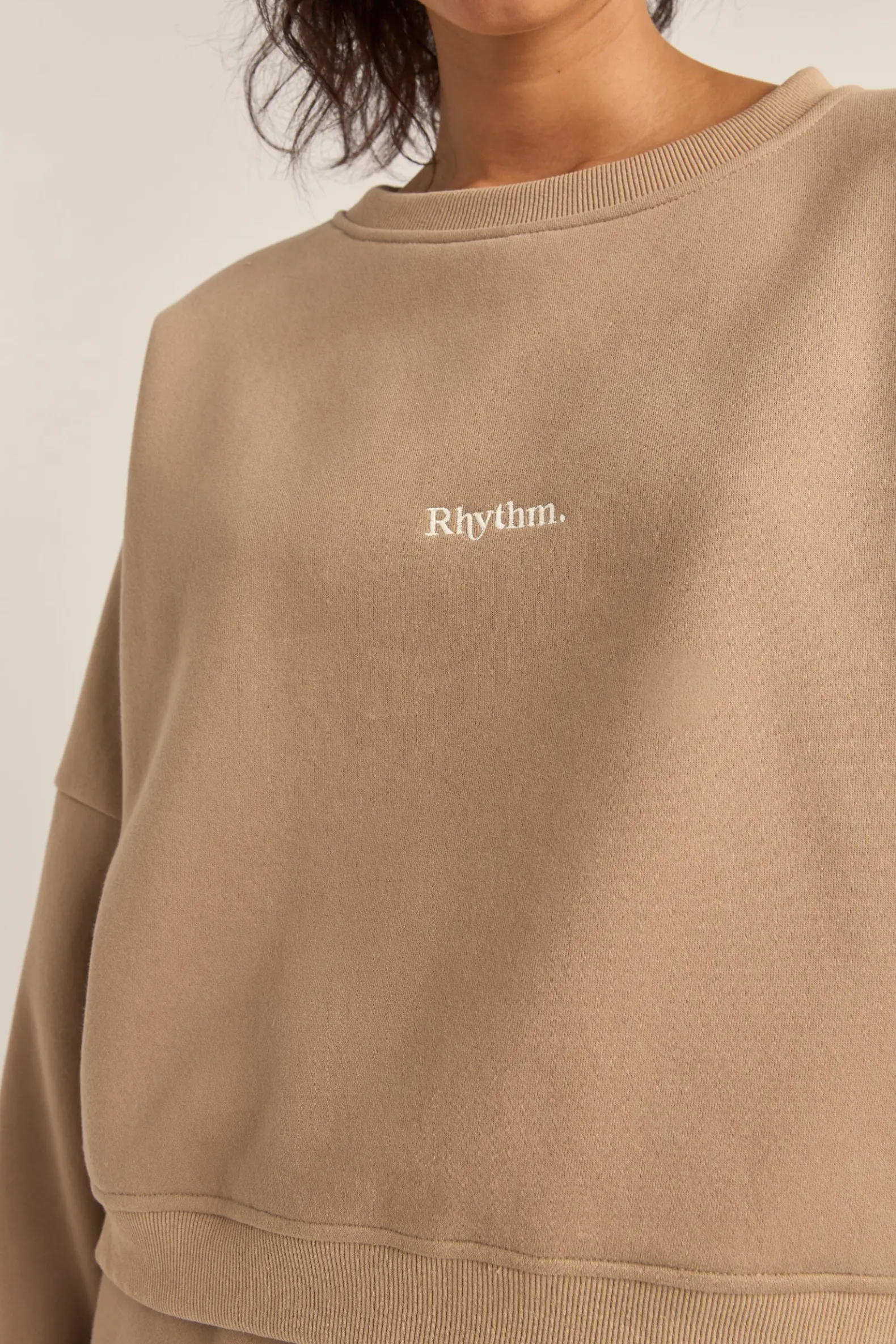 Logo Crew Neck Fleece Taupe
