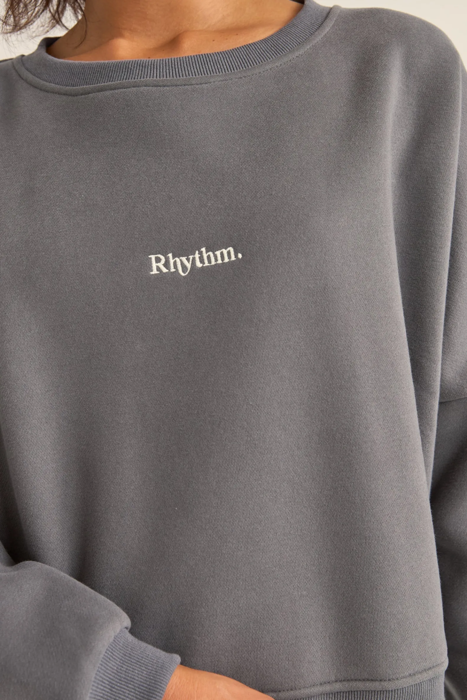 Logo Crew Neck Fleece Charcoal
