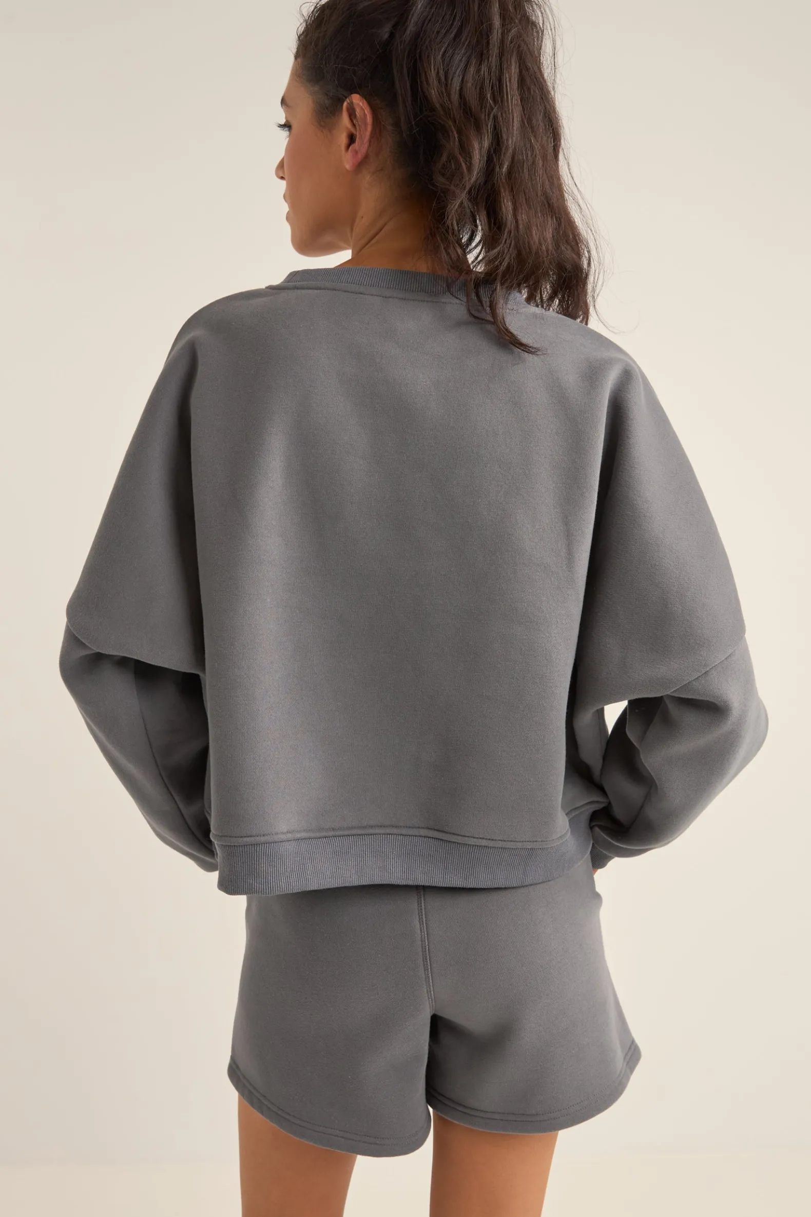 Logo Crew Neck Fleece Charcoal