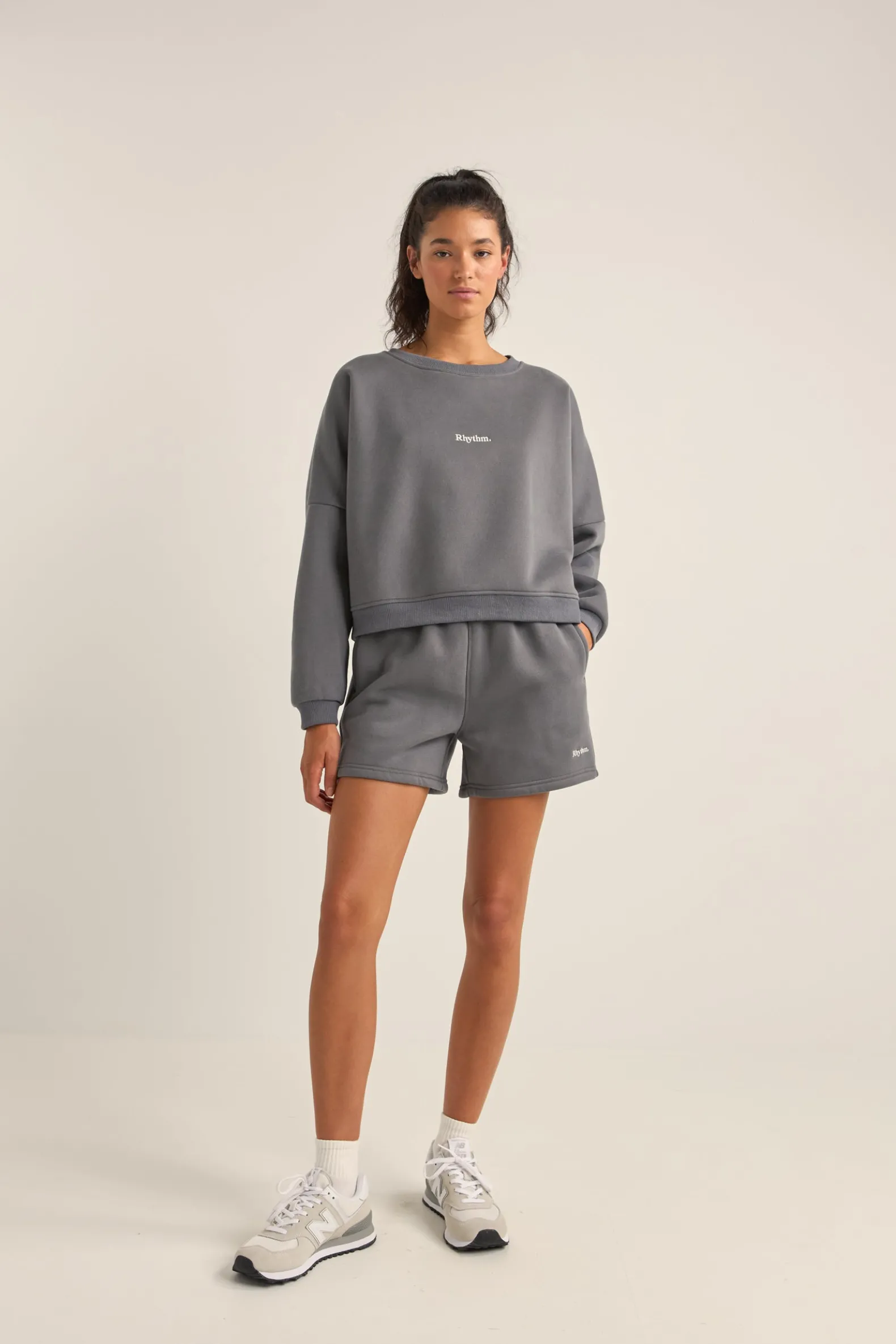 Logo Crew Neck Fleece Charcoal