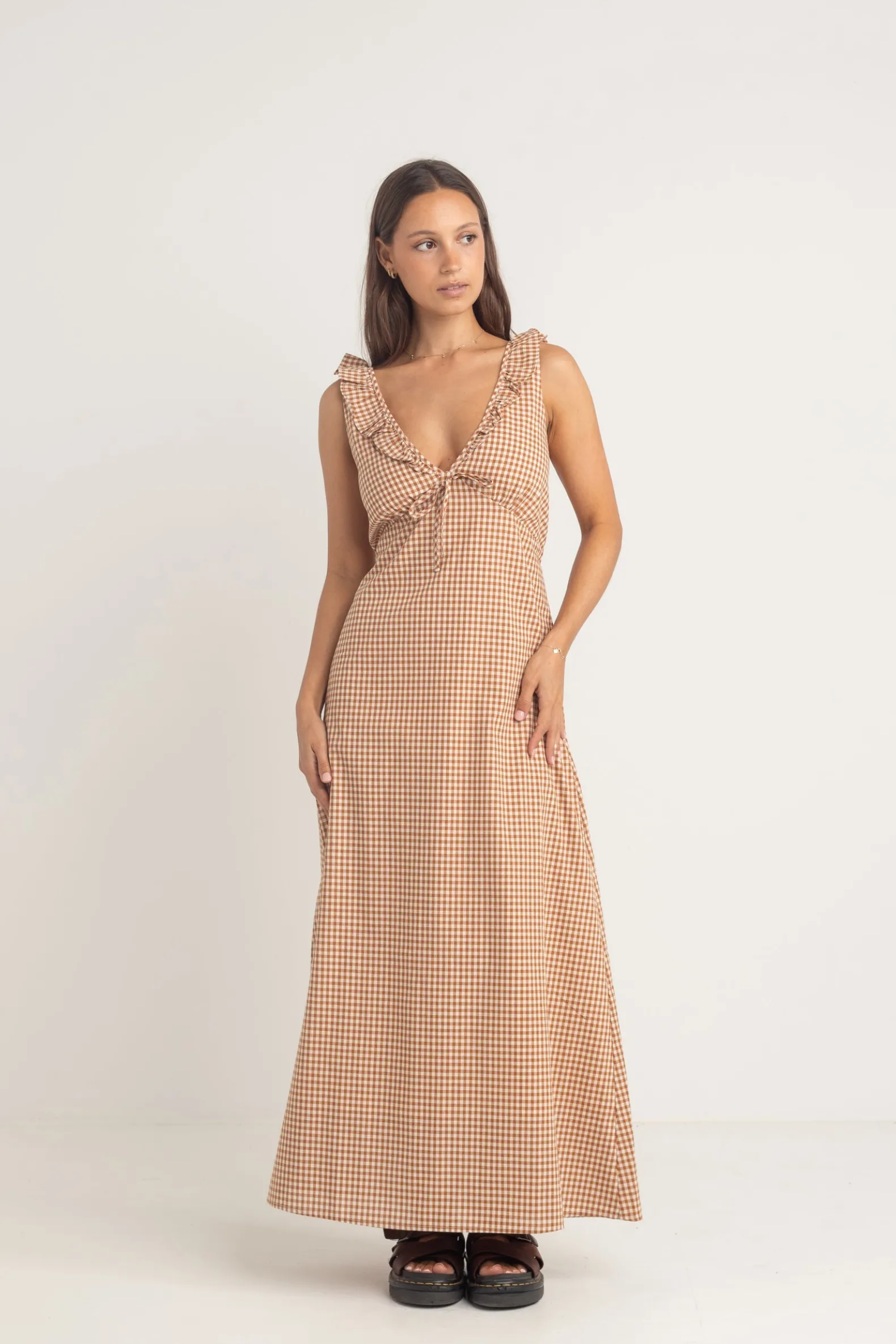 Lola Check Ruffle Clay