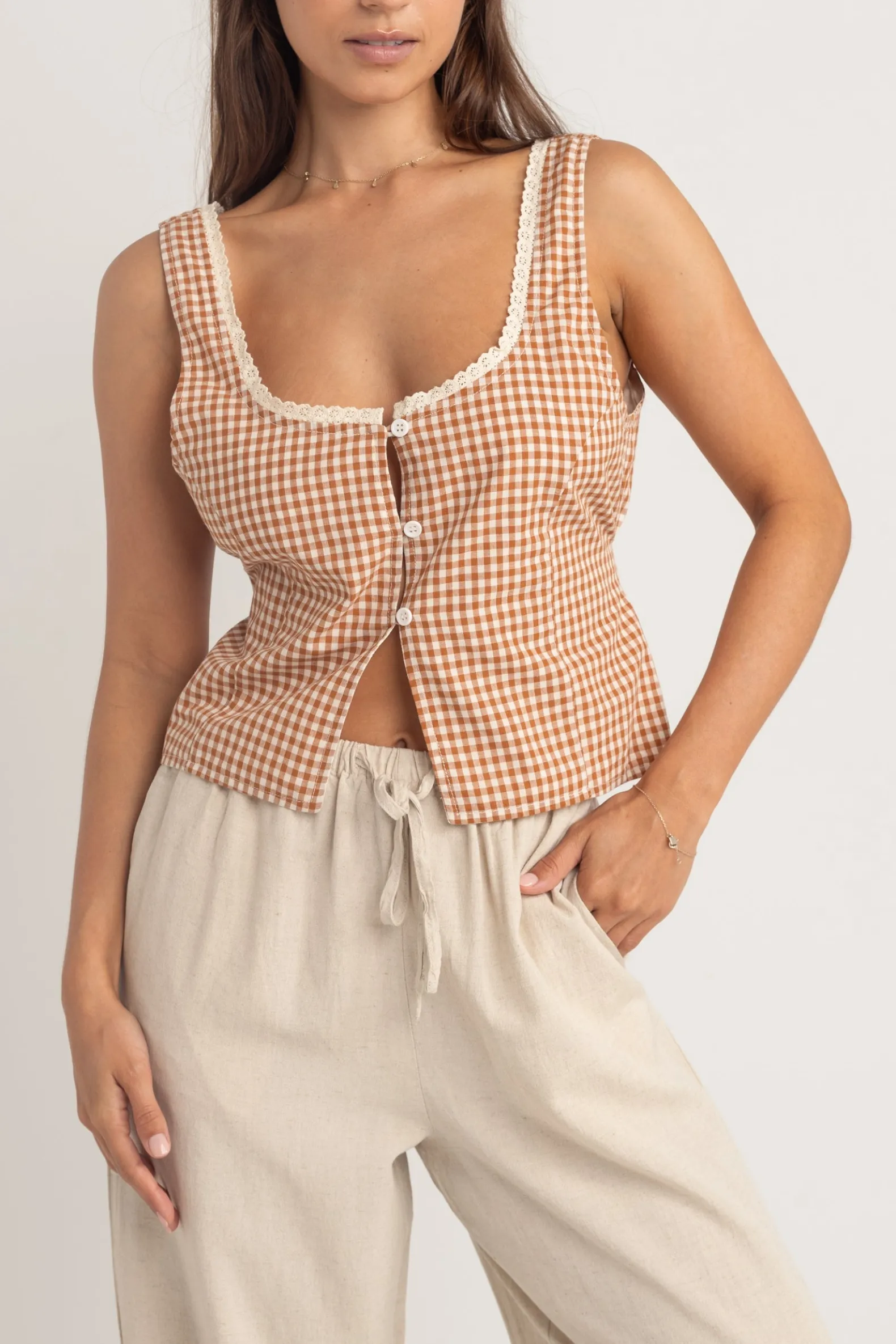 Lola Check Top Clay