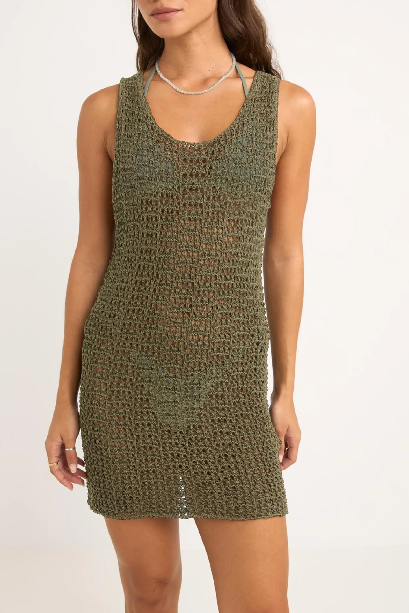 Maddi Scoop Neck Mini Dress Olive