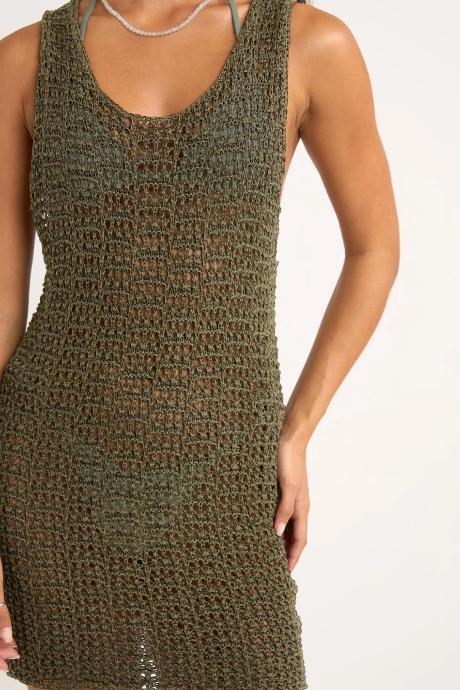 Maddi Scoop Neck Mini Dress Olive