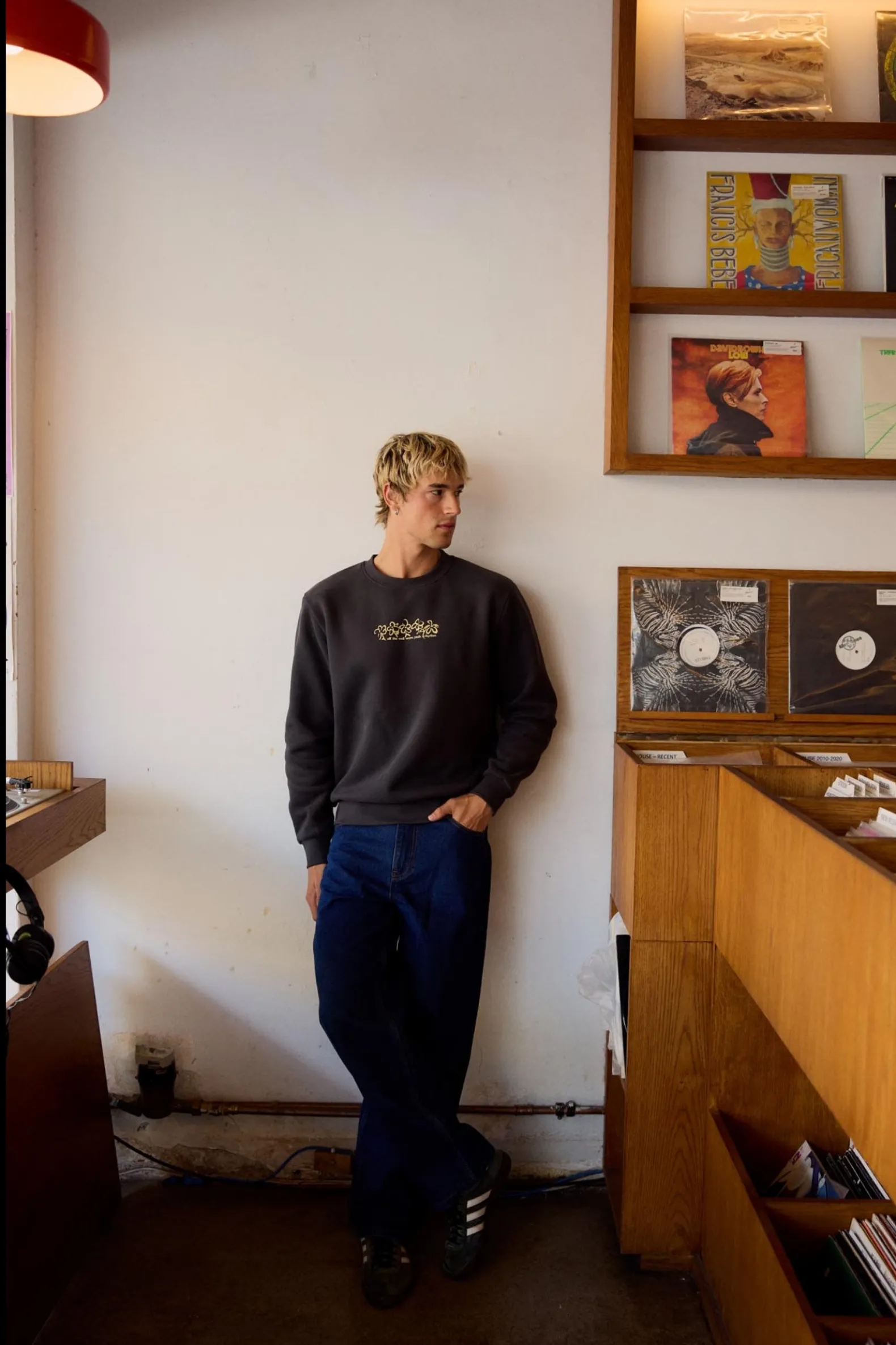 Markings Fleece Crew Stone Blue