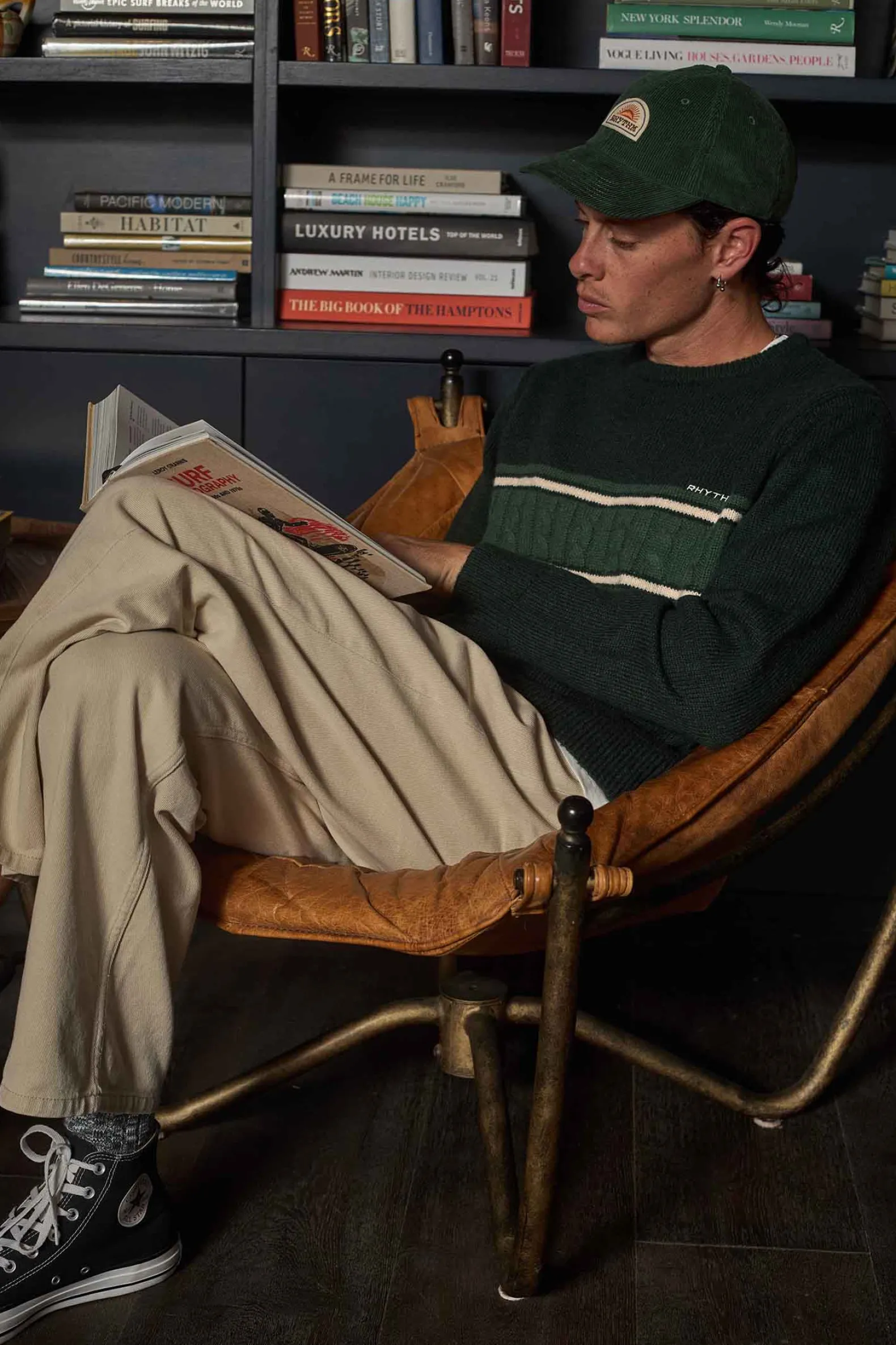 Mohair Stripe Knit Dark Green