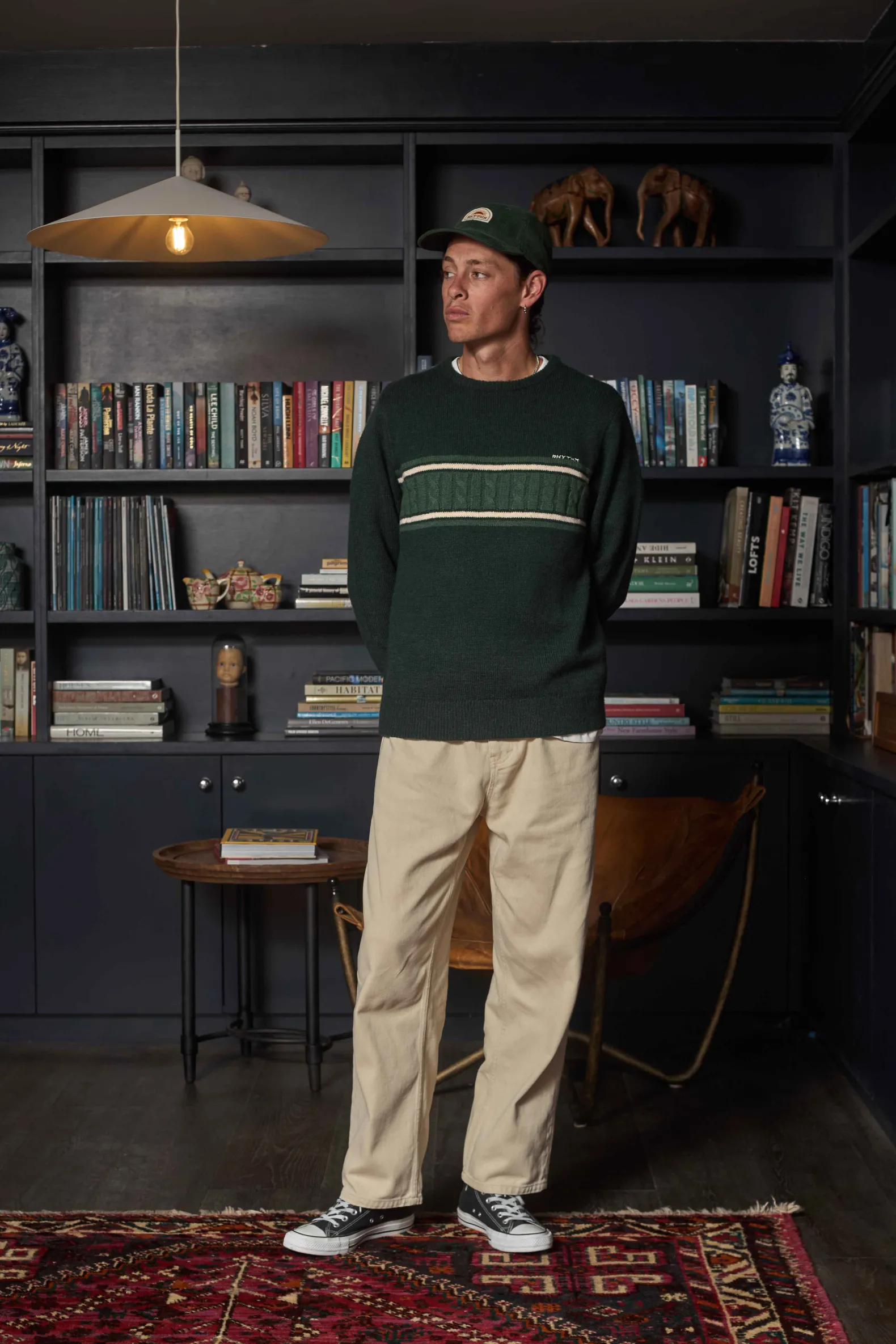 Mohair Stripe Knit Dark Green