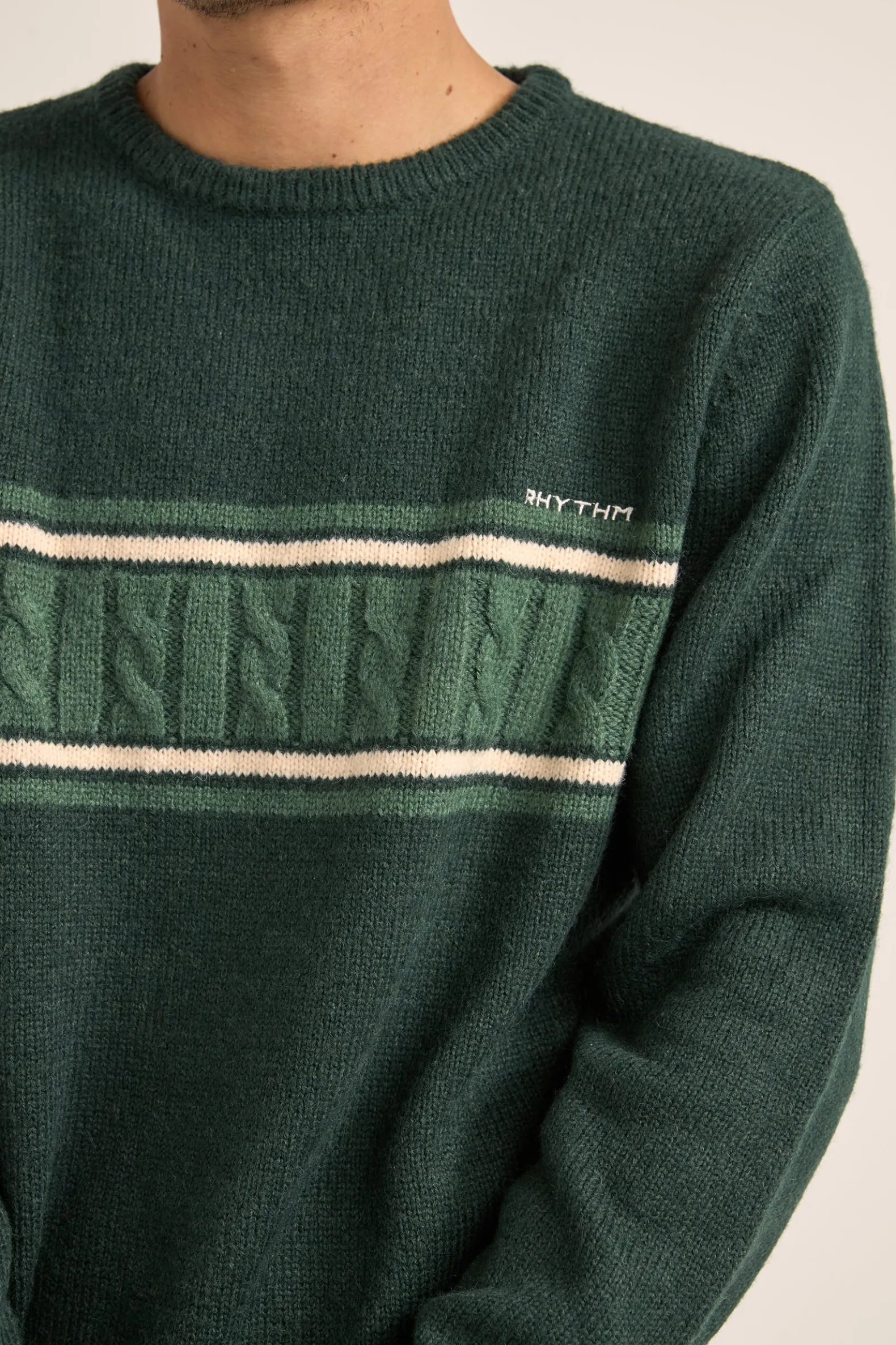 Mohair Stripe Knit Dark Green