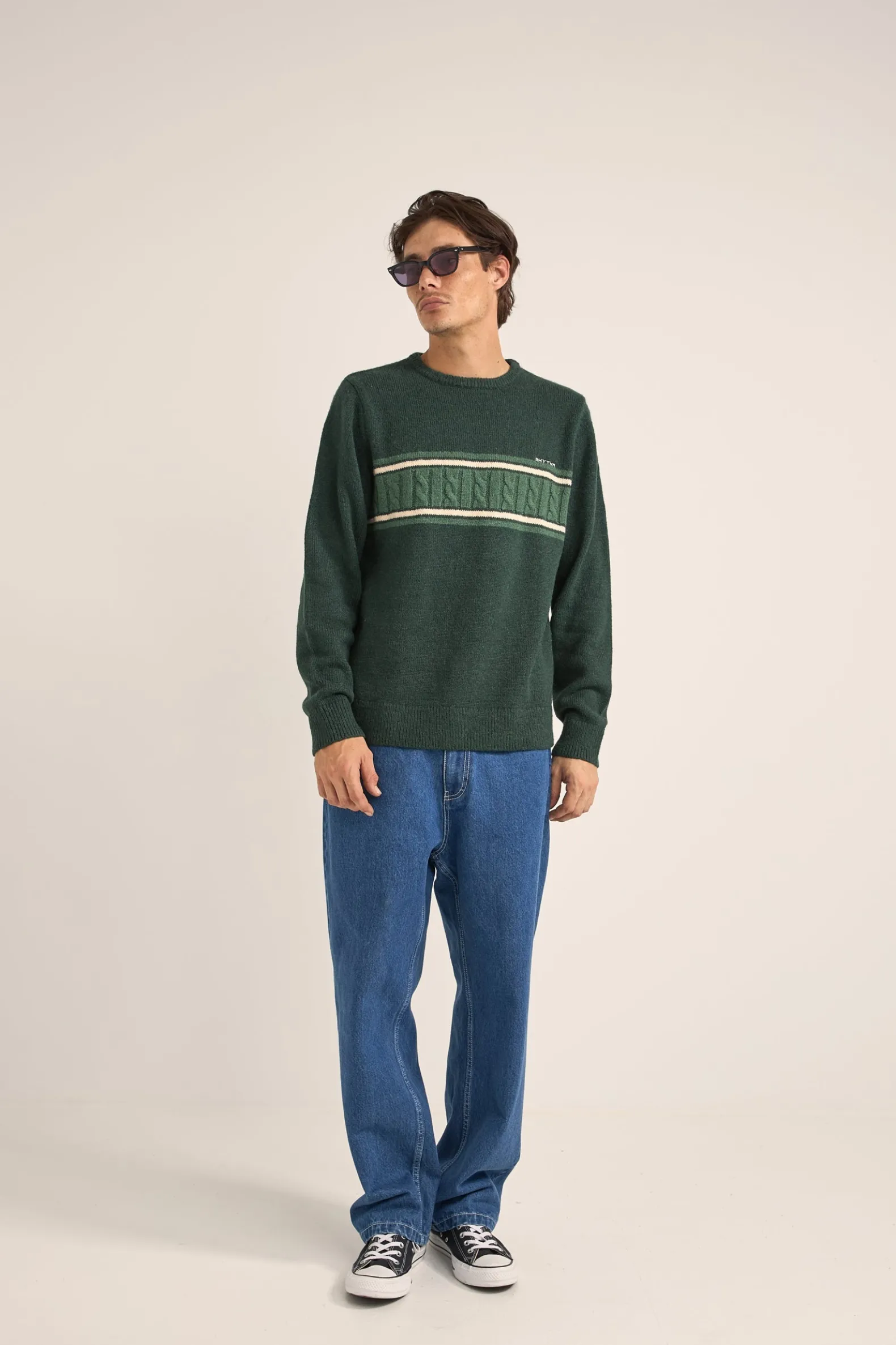 Mohair Stripe Knit Dark Green