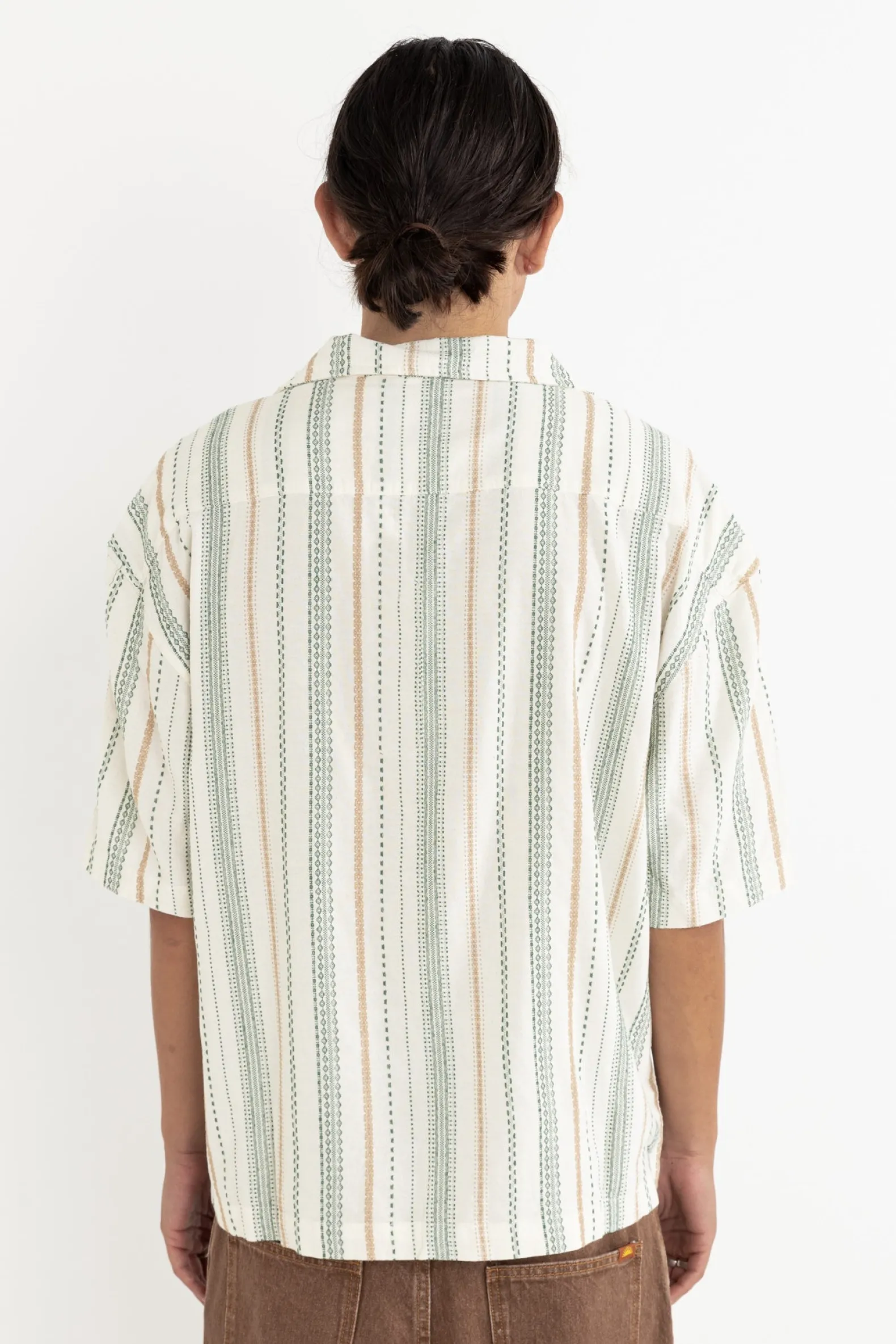 Relaxed Stripe Ss Shirt Olive