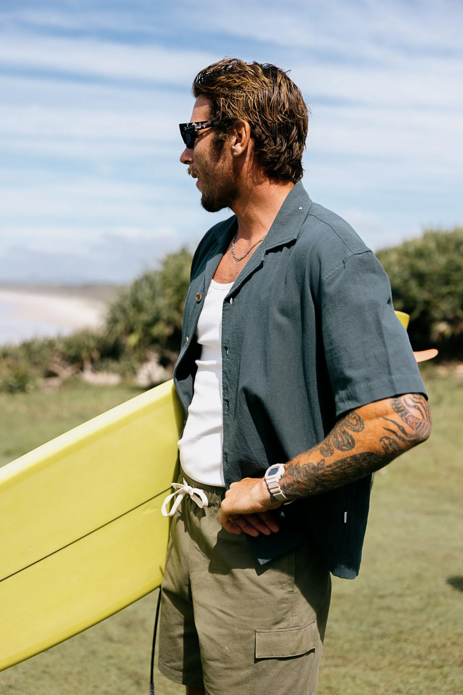 Relaxed Texture Ss Shirt Teal