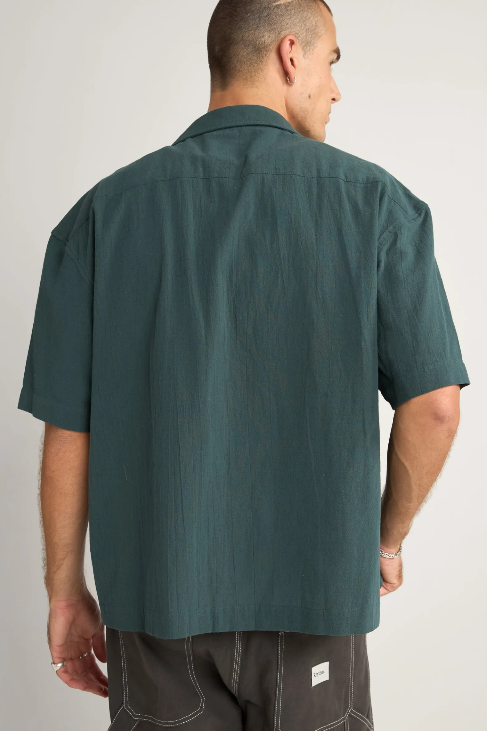 Relaxed Texture Ss Shirt Teal