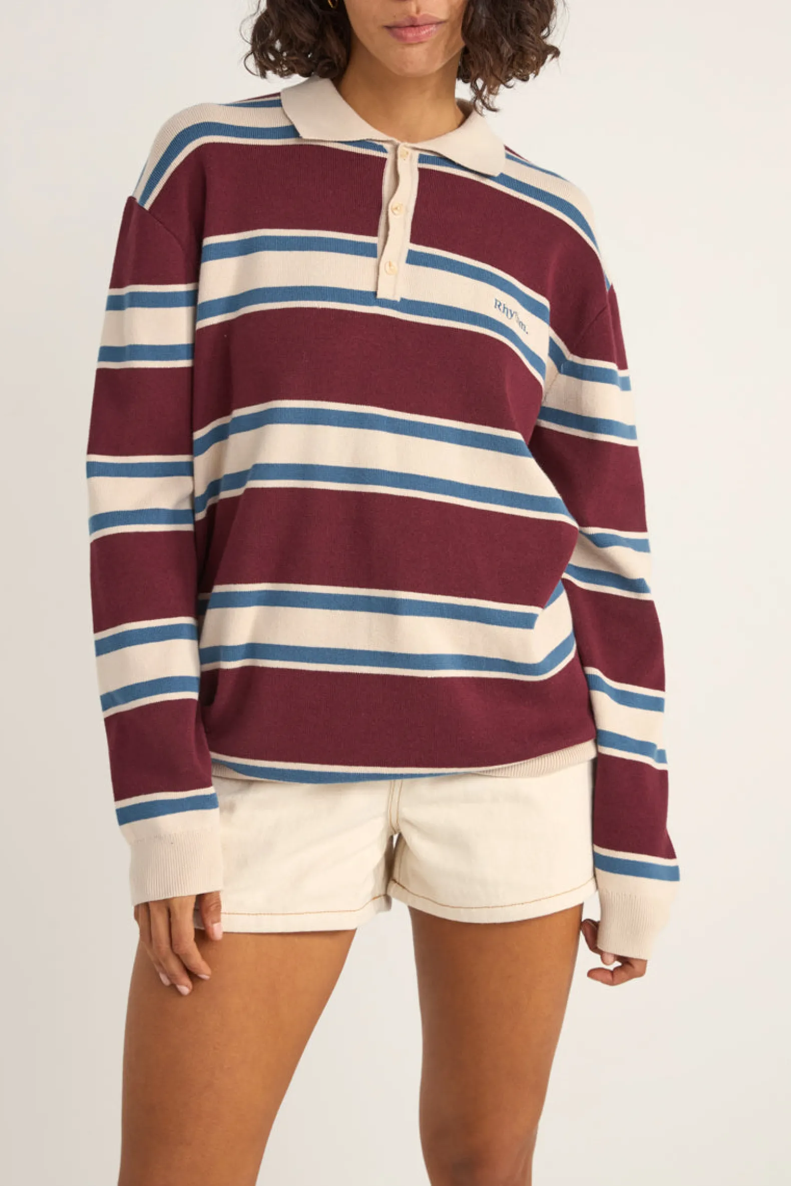 Siglo Knit Ls Polo Burgundy