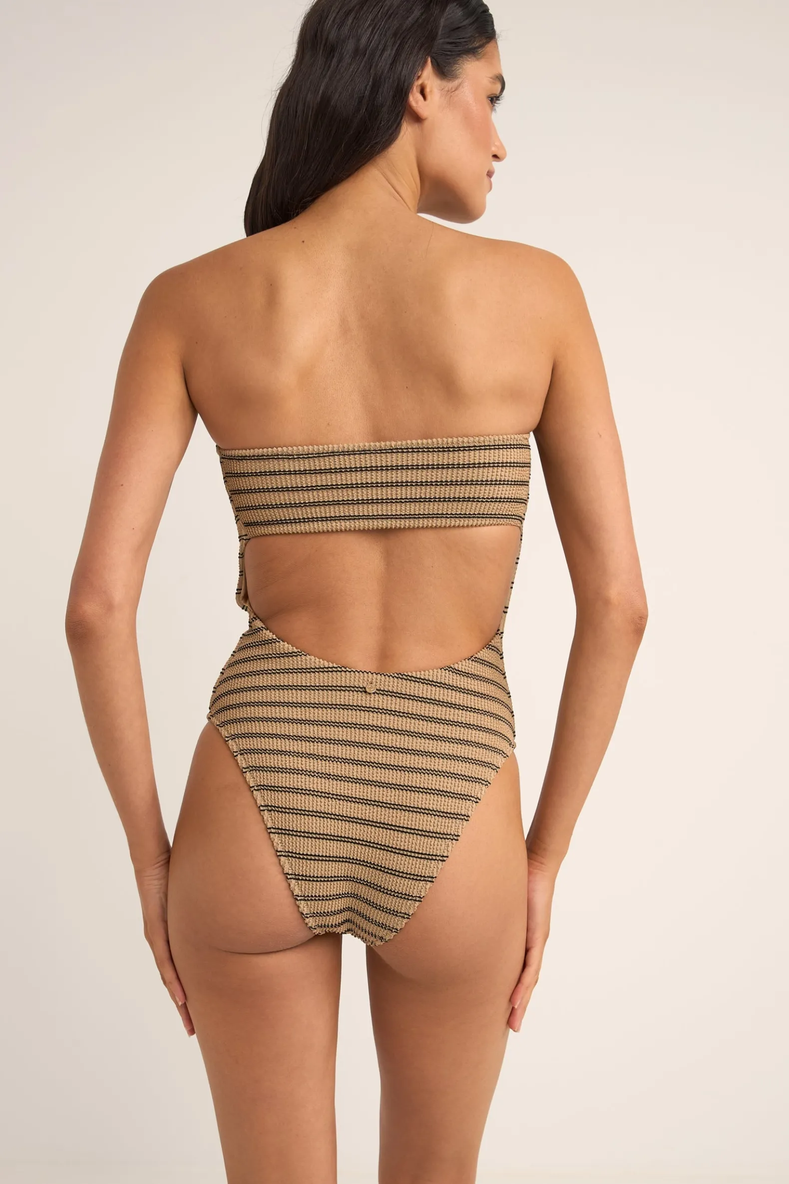 Sol Stripe Strapless One Piece Black