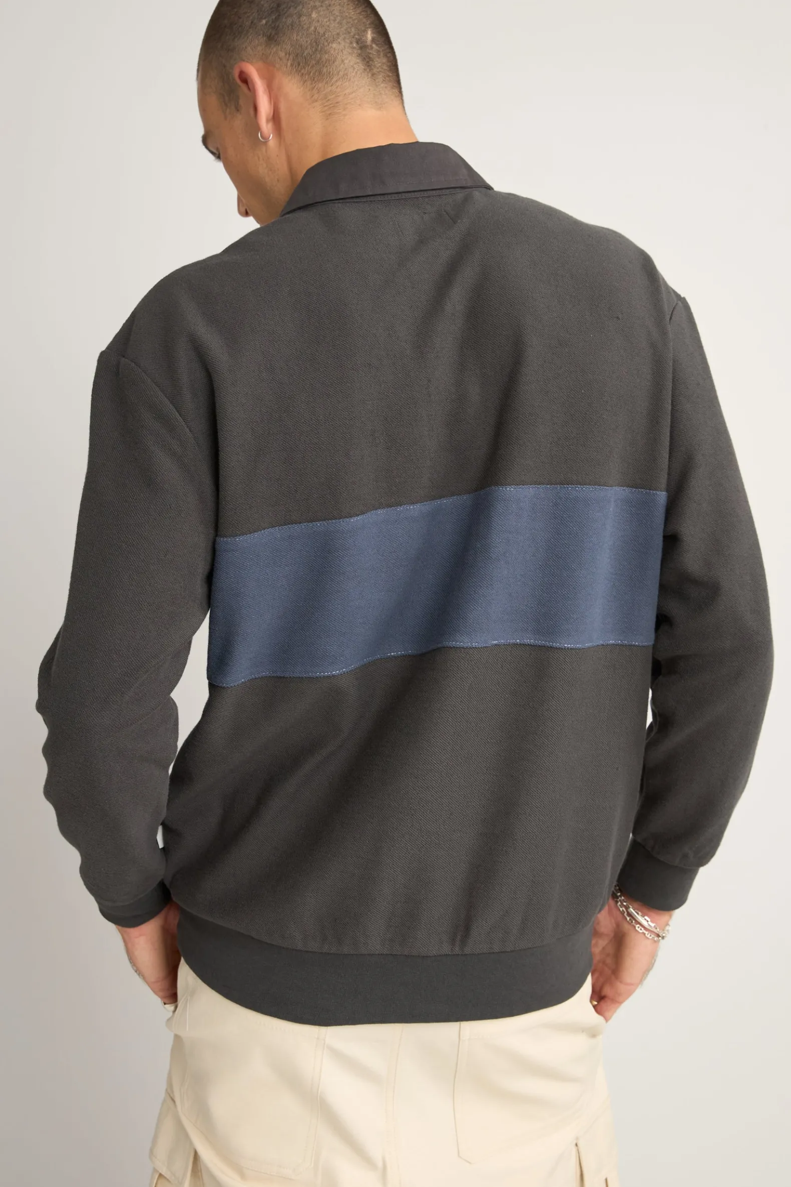 Terry Vintage Ls Rugby Shirt Charcoal