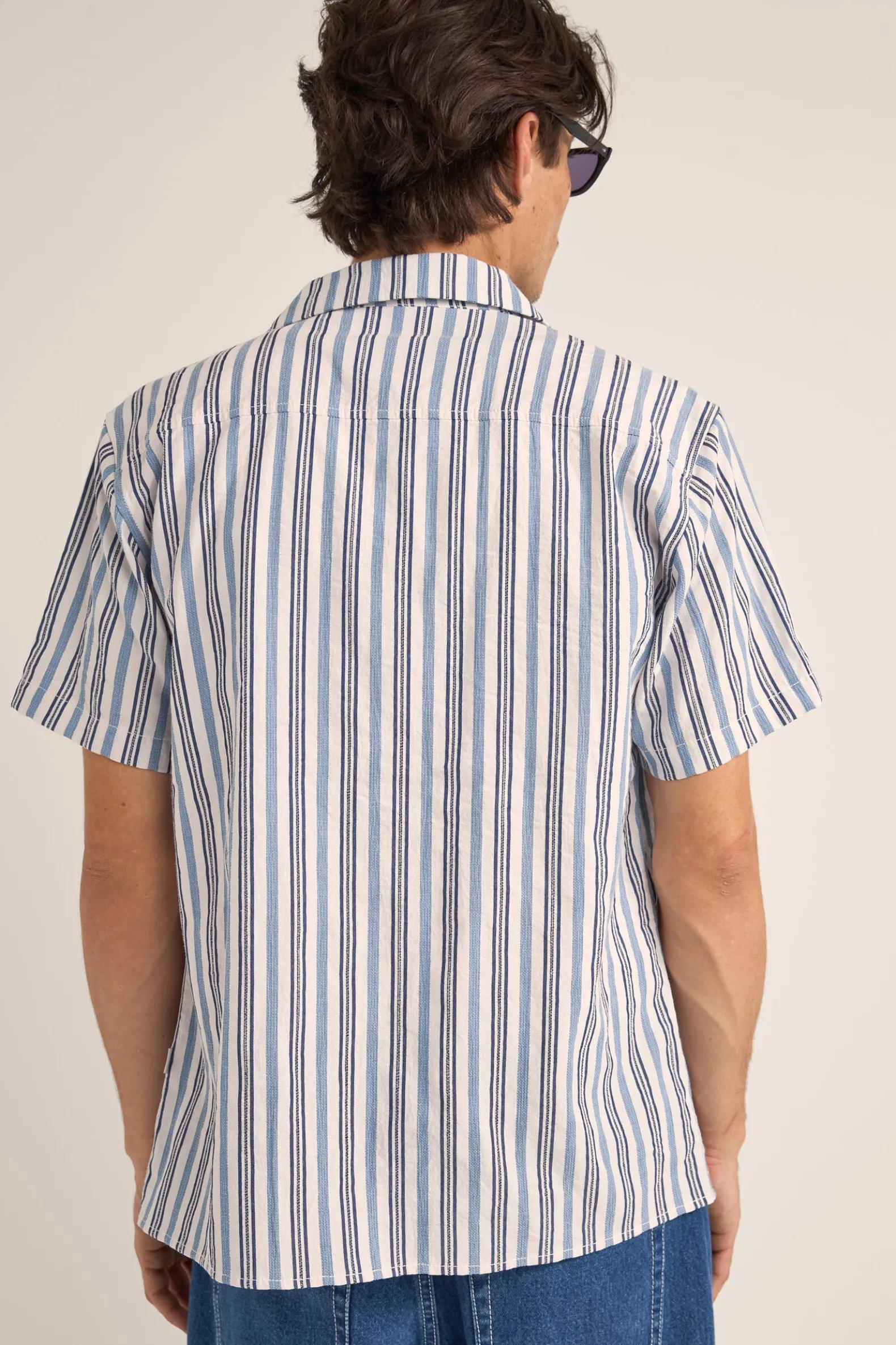 Vacation Stripe Ss Shirt Blue