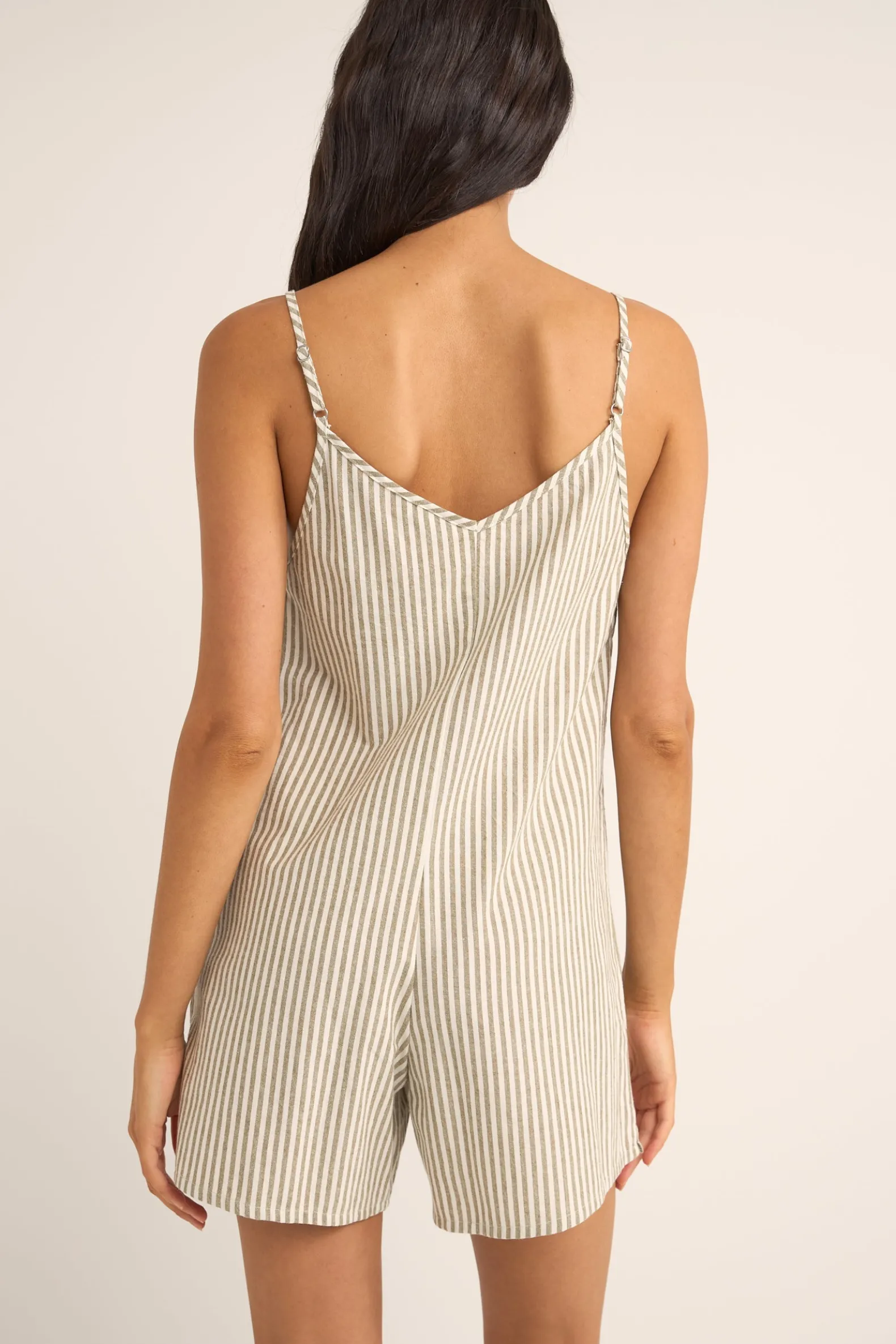 Valley Stripe Adjustable Romper Ivy