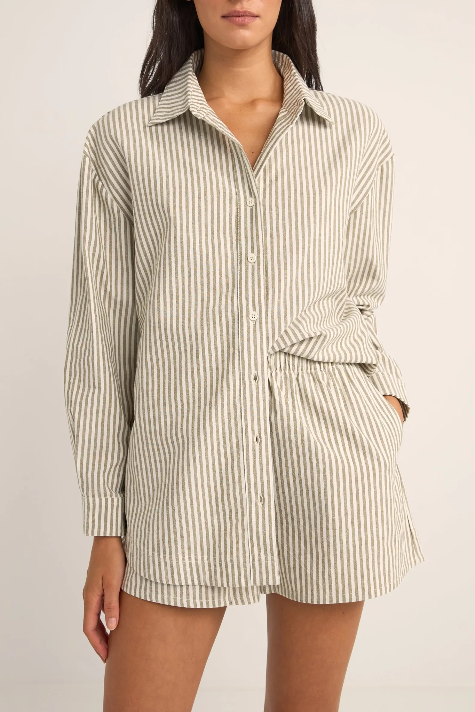 Valley Stripe Oversized Shirt Ivy