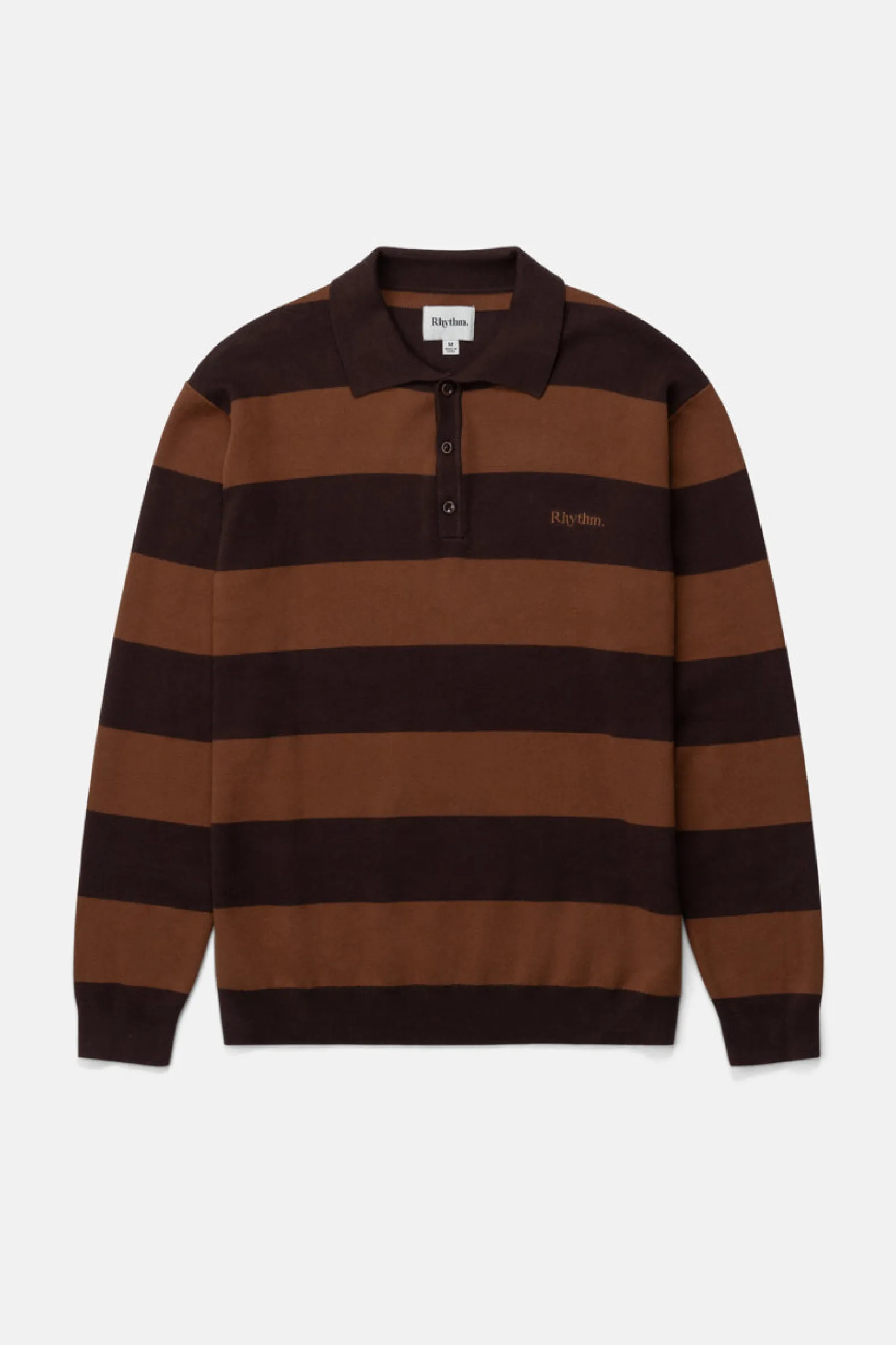Ventura Stripe Knit Ls Polo Cafe