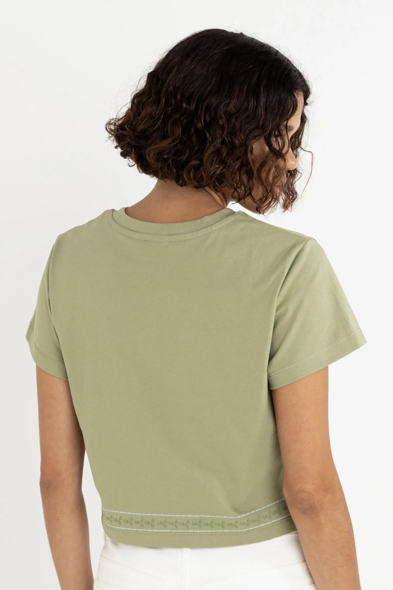 Vintage Floral Crop Tee Sage