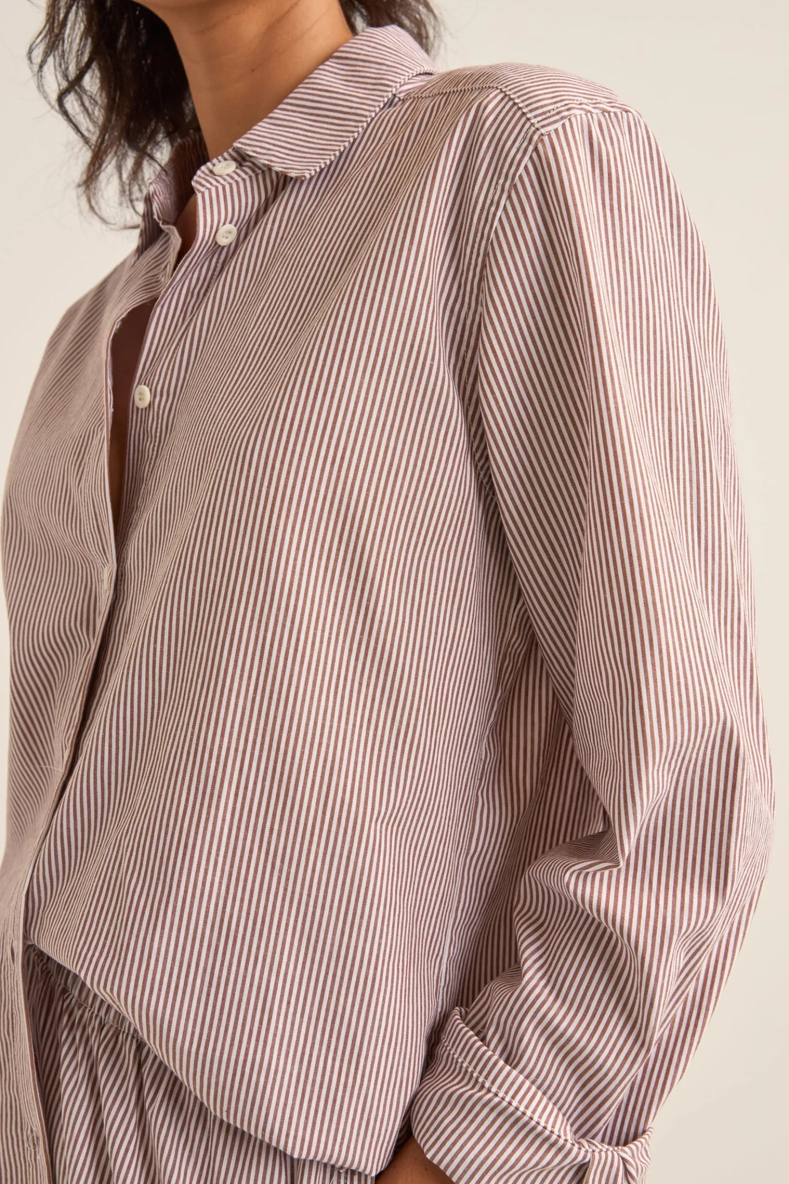 Zephyr Stripe Beach Shirt Chocolate