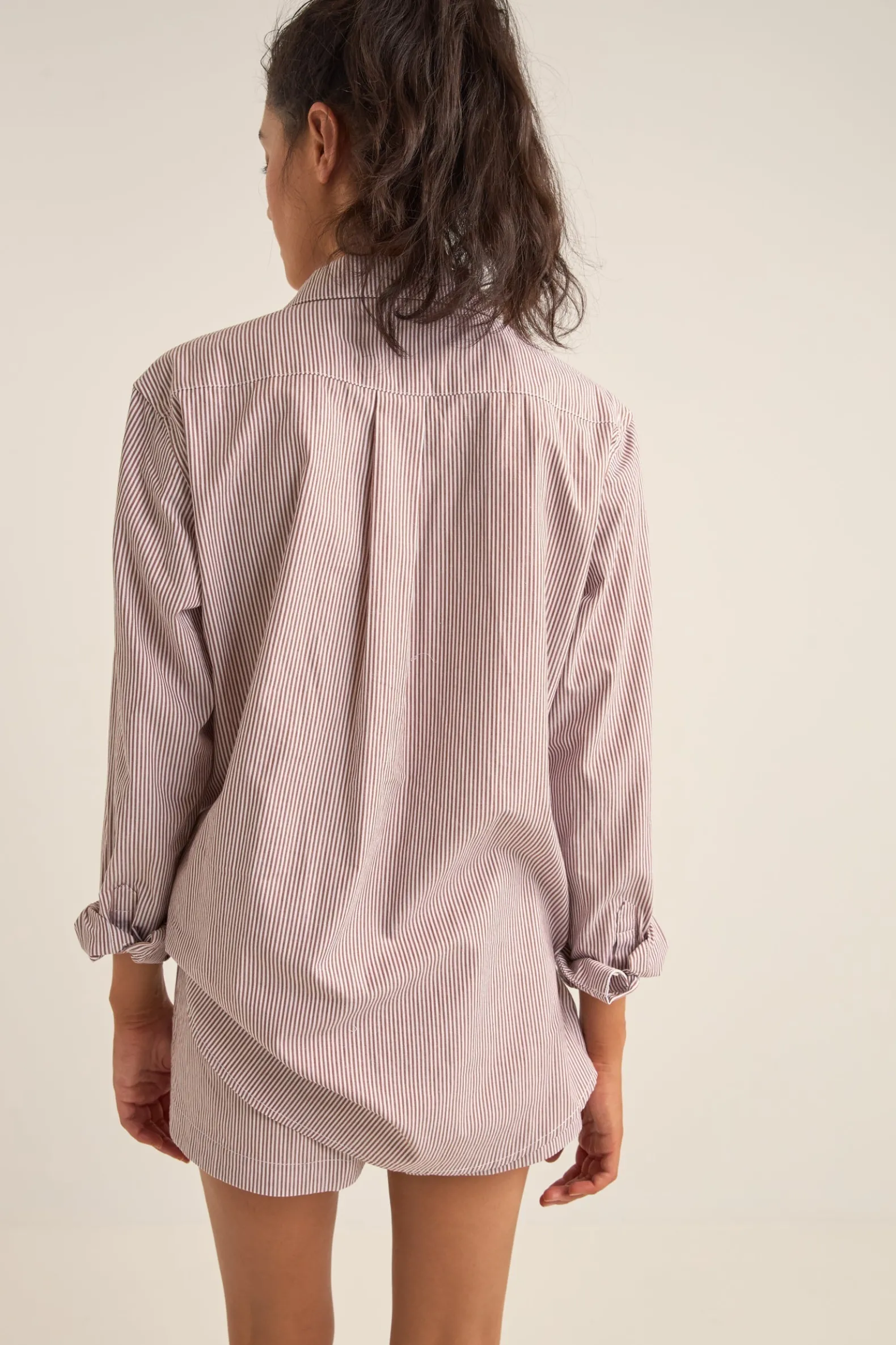 Zephyr Stripe Beach Shirt Chocolate
